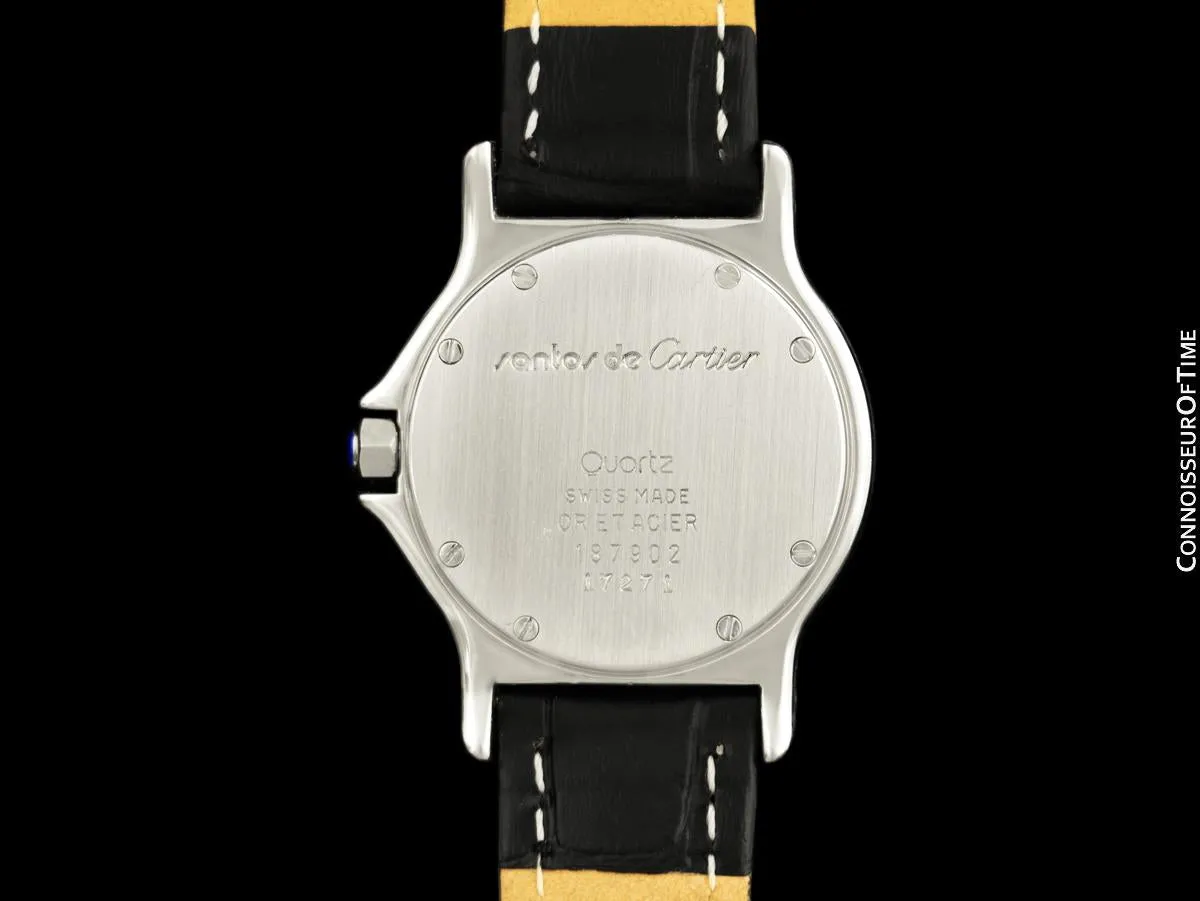 Cartier Santos Octagon Mens Midsize Unisex Quartz Watch - Stainless Steel & 18K Gold