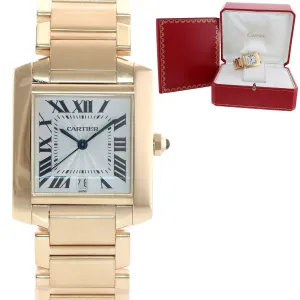 Cartier Tank Francaise W5000156 1840 18K Yellow Gold 28x32mm Automatic Watch
