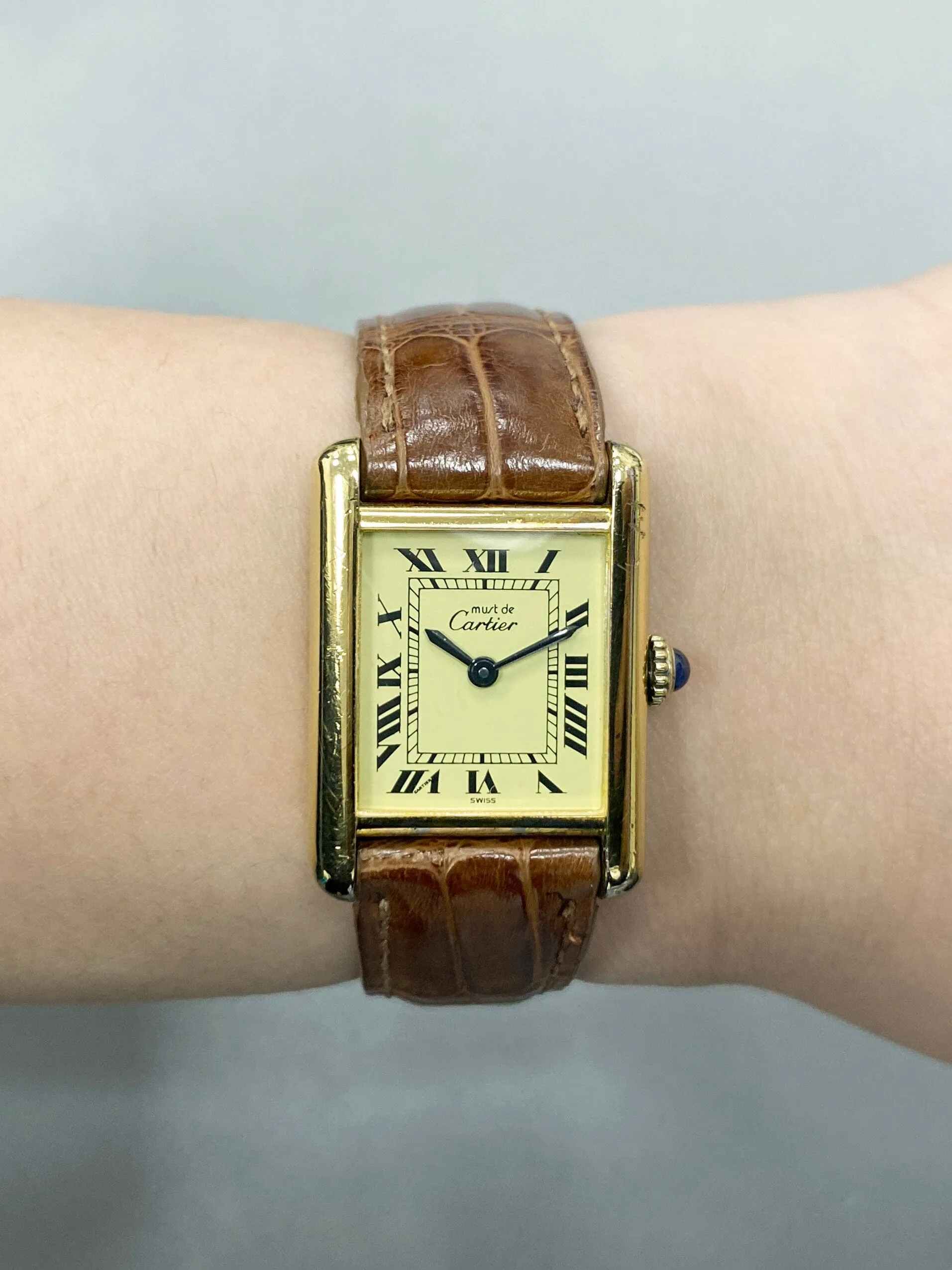 Cartier Vermeil Tank Must 925 18K Yellow Gold Ladies Watch