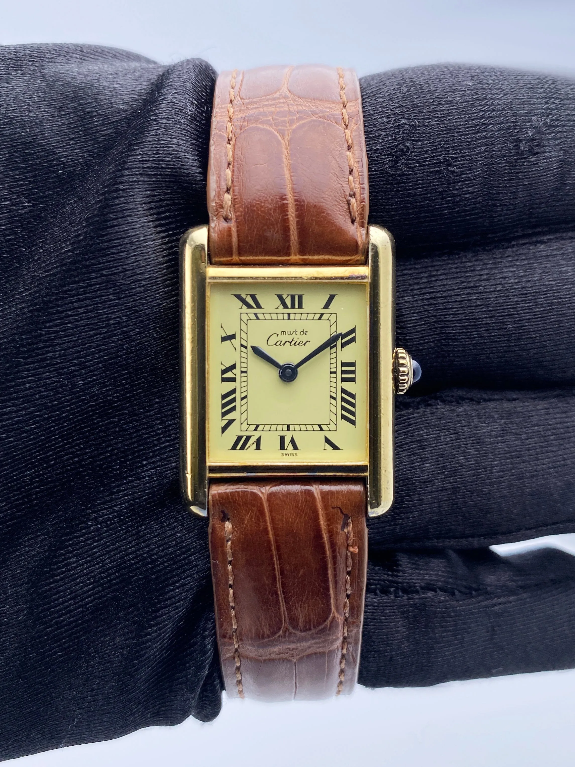 Cartier Vermeil Tank Must 925 18K Yellow Gold Ladies Watch
