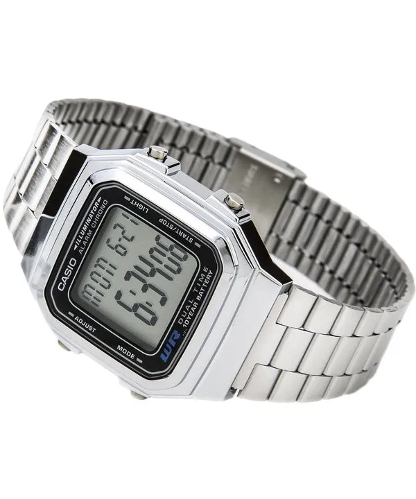 Casio Digital Stainless Steel Alarm Chrono Dual Time A178WA-1ADF A178WA-1A Mens Watch
