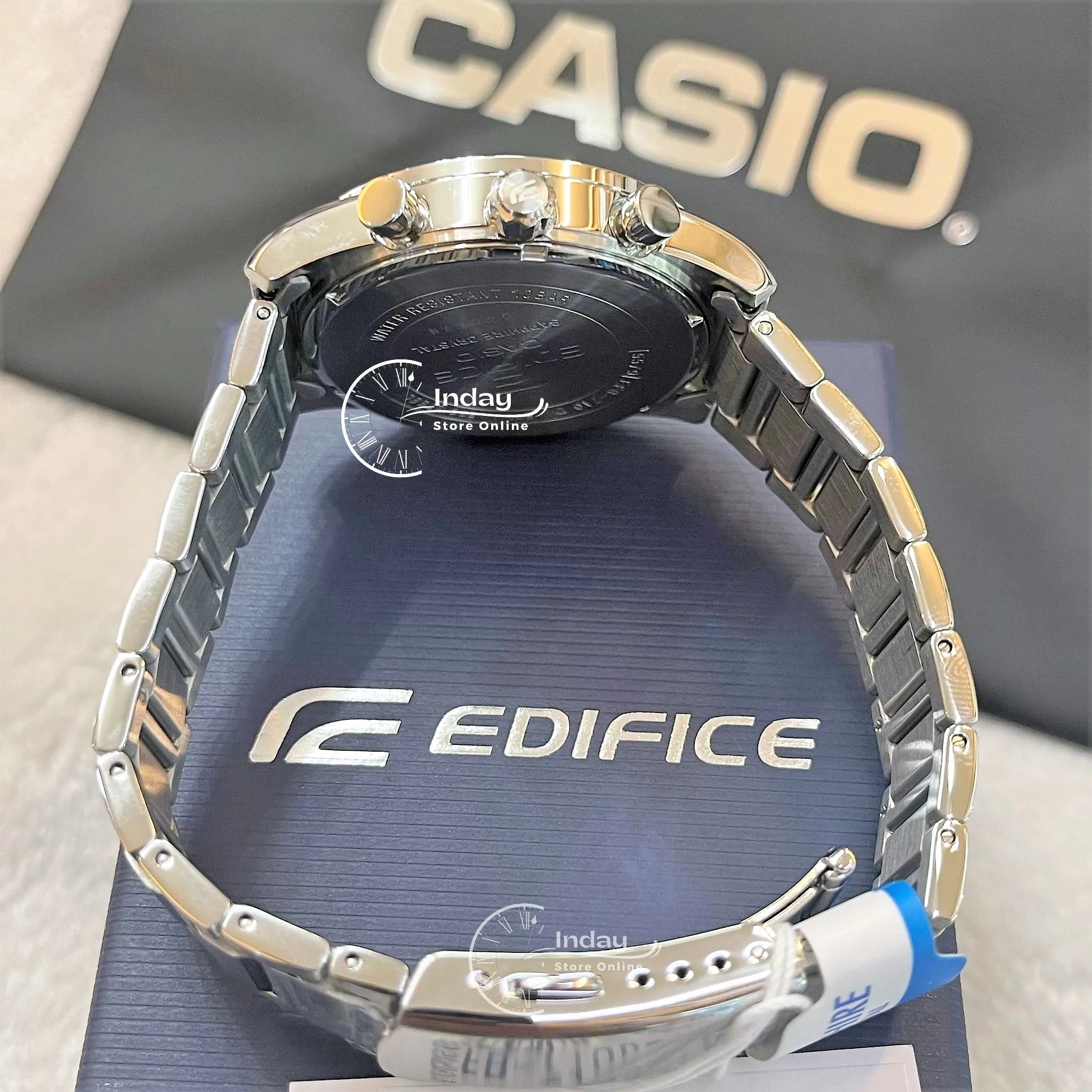 Casio Edifice Men's Watch EFB-710D-1A Standard Chronograph Stainless Steel Band Sapphire Crystal