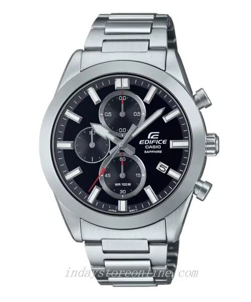 Casio Edifice Men's Watch EFB-710D-1A Standard Chronograph Stainless Steel Band Sapphire Crystal
