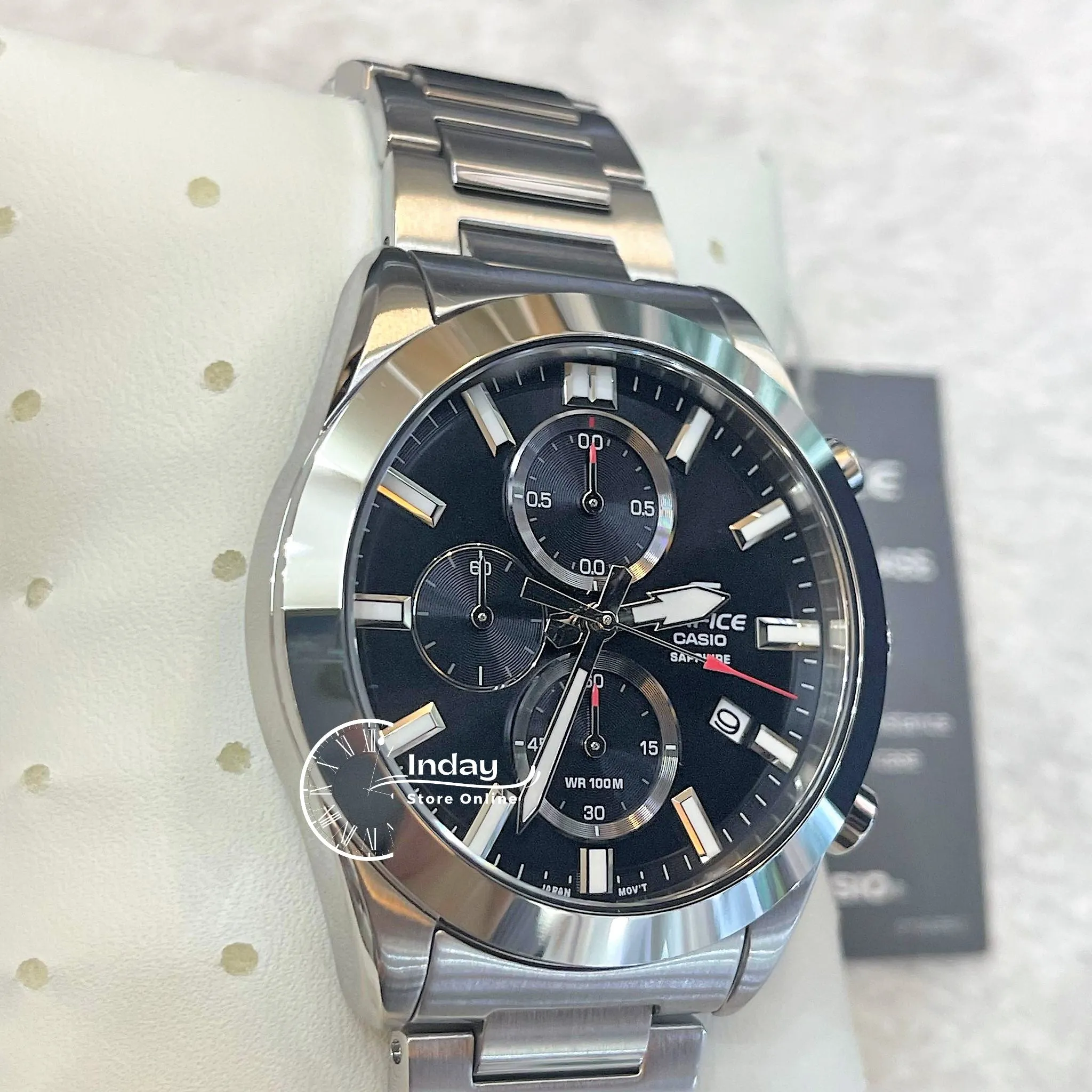 Casio Edifice Men's Watch EFB-710D-1A Standard Chronograph Stainless Steel Band Sapphire Crystal