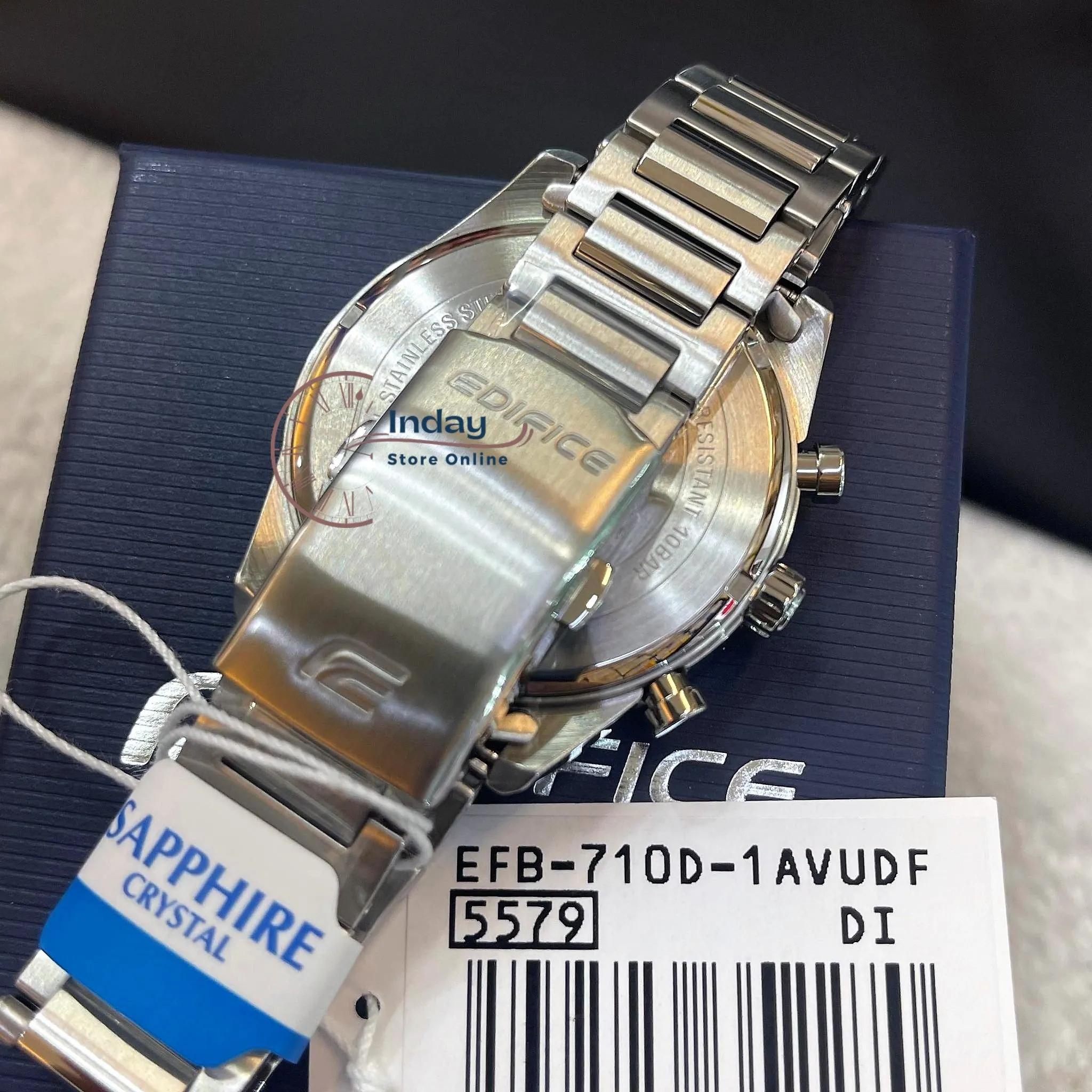 Casio Edifice Men's Watch EFB-710D-1A Standard Chronograph Stainless Steel Band Sapphire Crystal