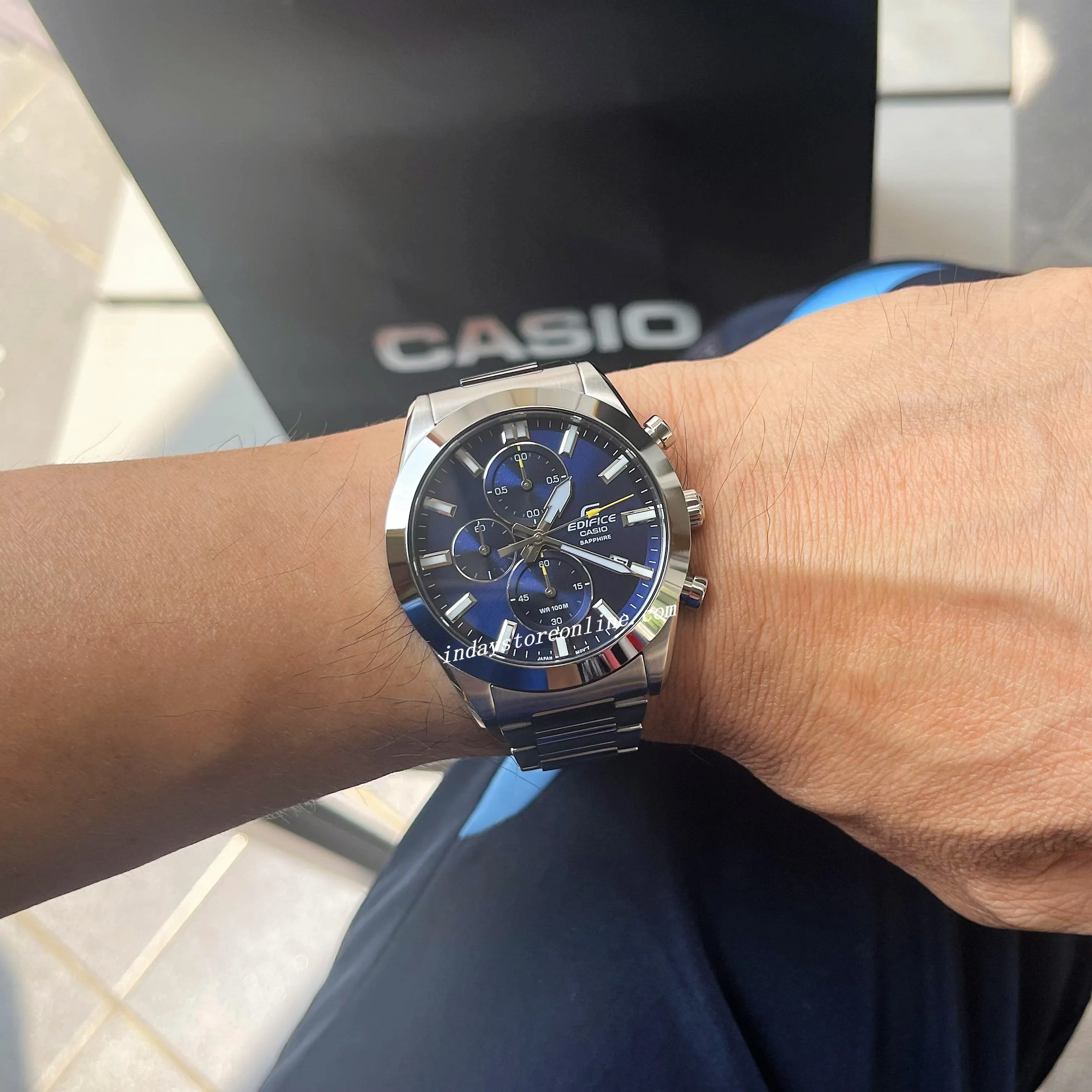 Casio Edifice Men's Watch EFB-710D-2A Standard Chronograph Stainless Steel Band Sapphire Crystal