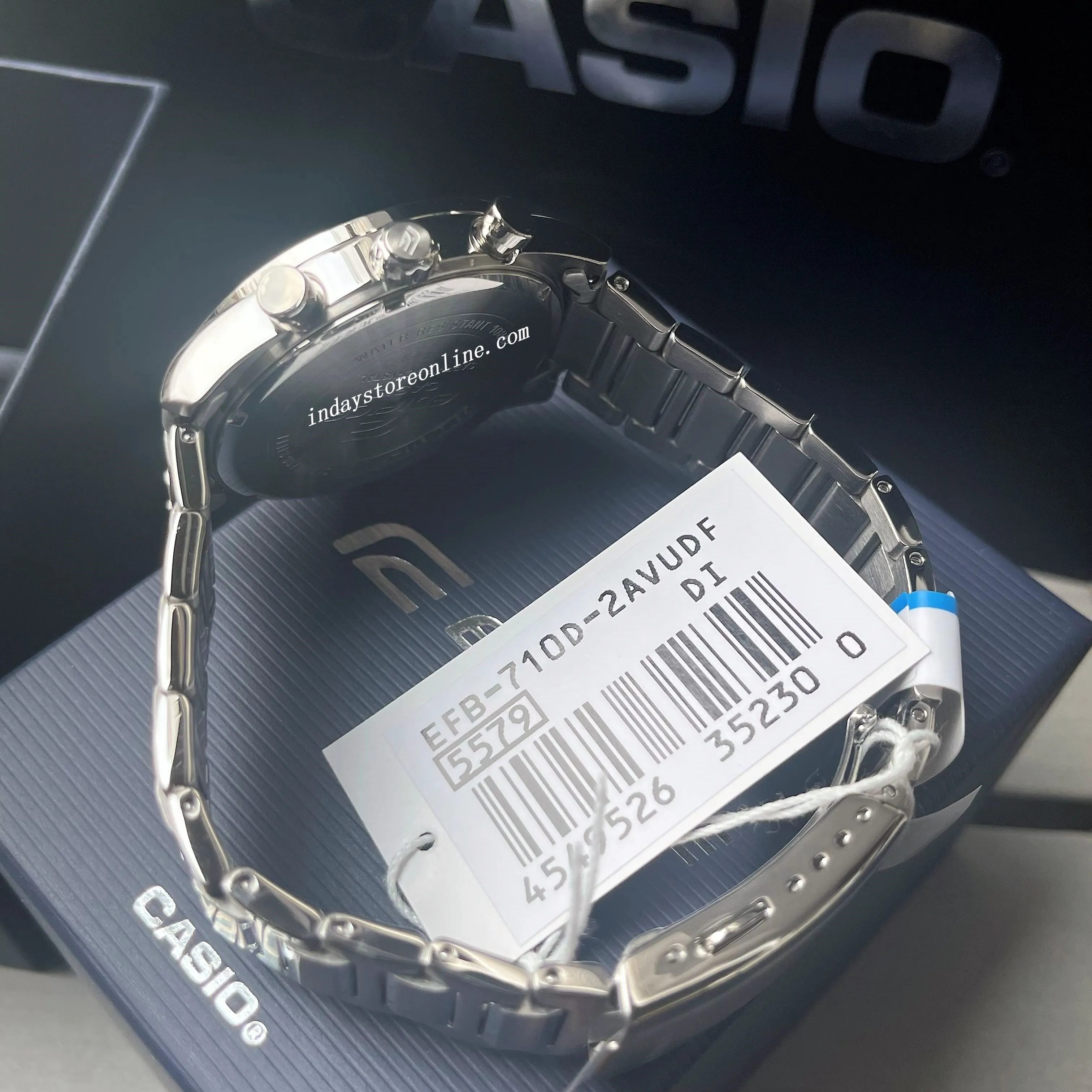 Casio Edifice Men's Watch EFB-710D-2A Standard Chronograph Stainless Steel Band Sapphire Crystal