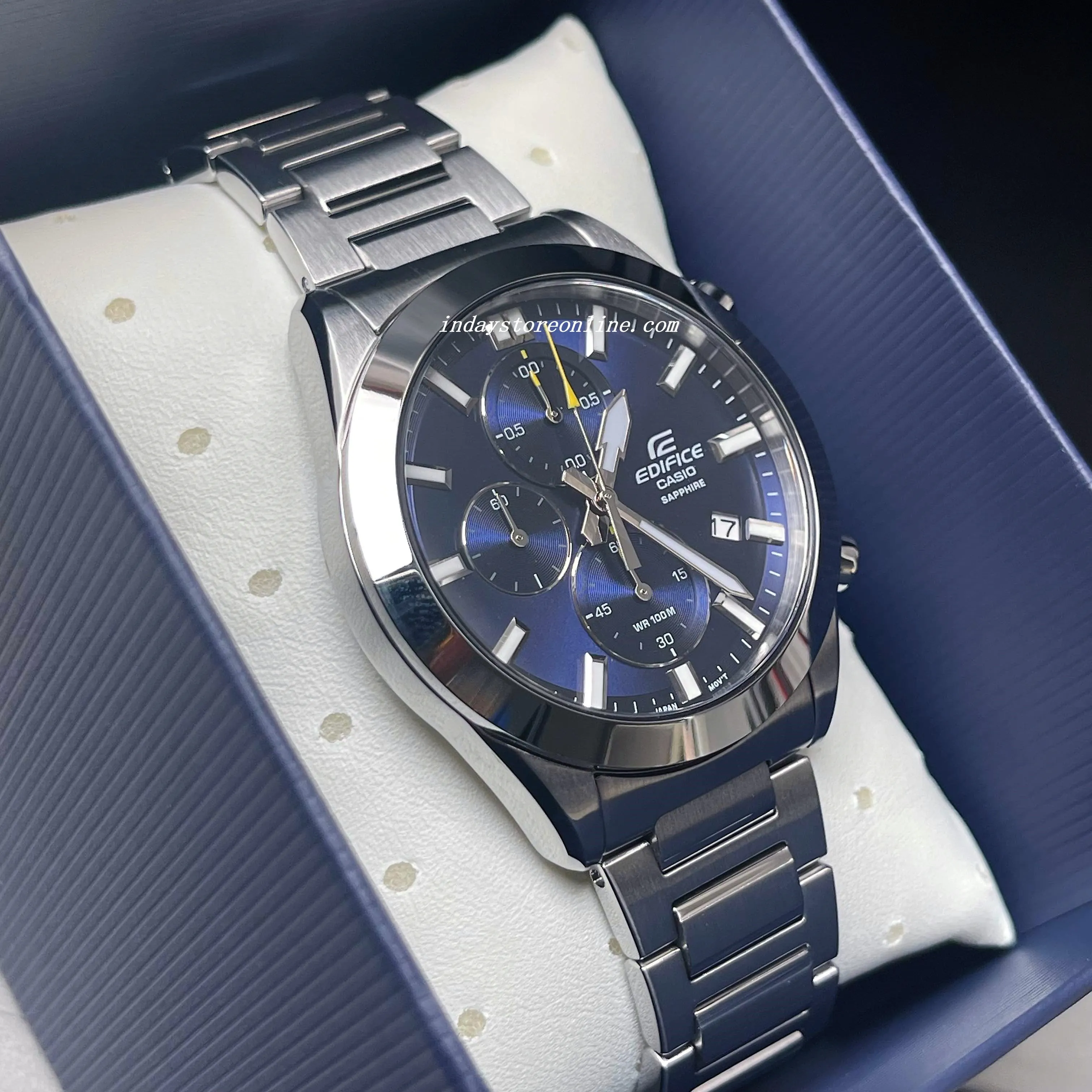 Casio Edifice Men's Watch EFB-710D-2A Standard Chronograph Stainless Steel Band Sapphire Crystal