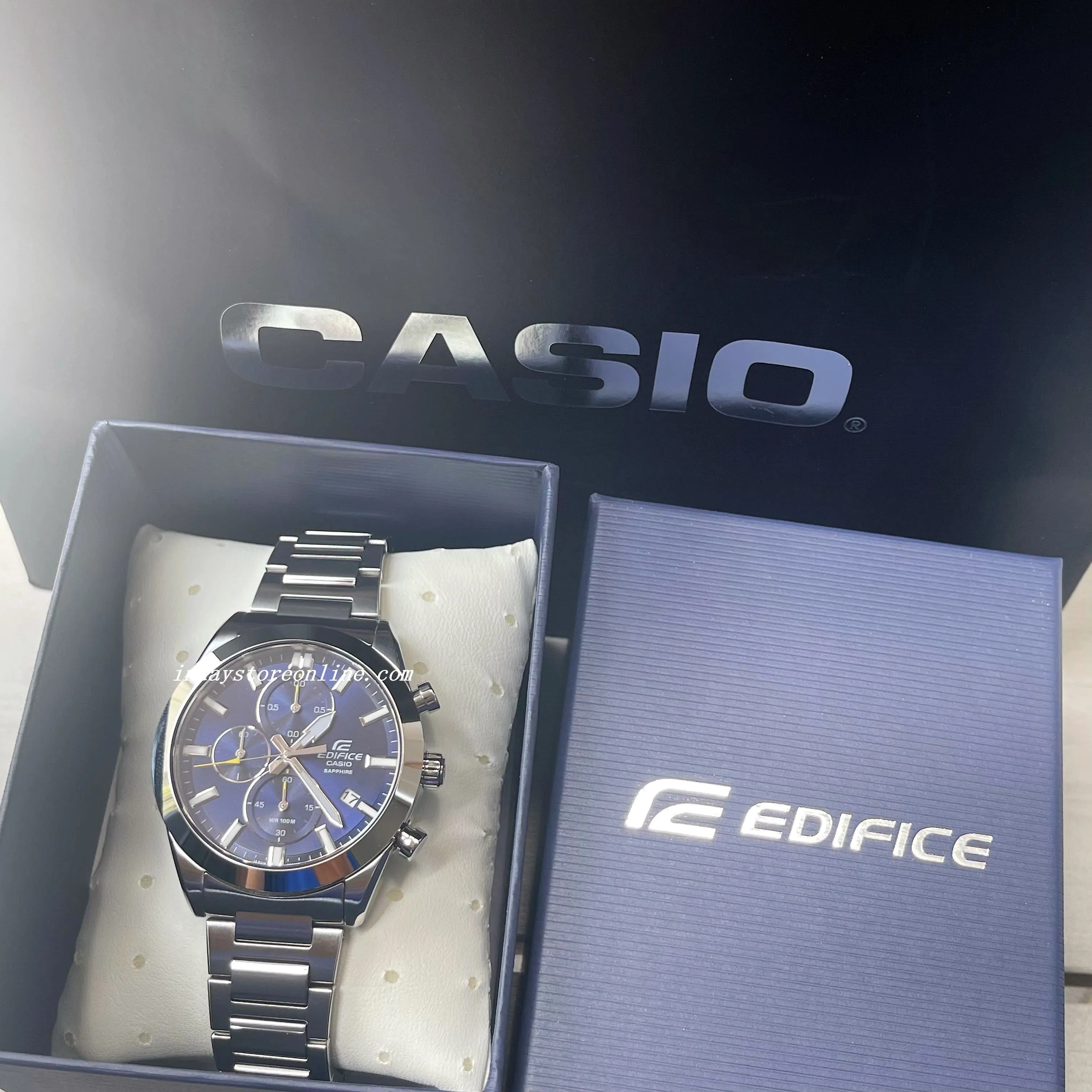 Casio Edifice Men's Watch EFB-710D-2A Standard Chronograph Stainless Steel Band Sapphire Crystal
