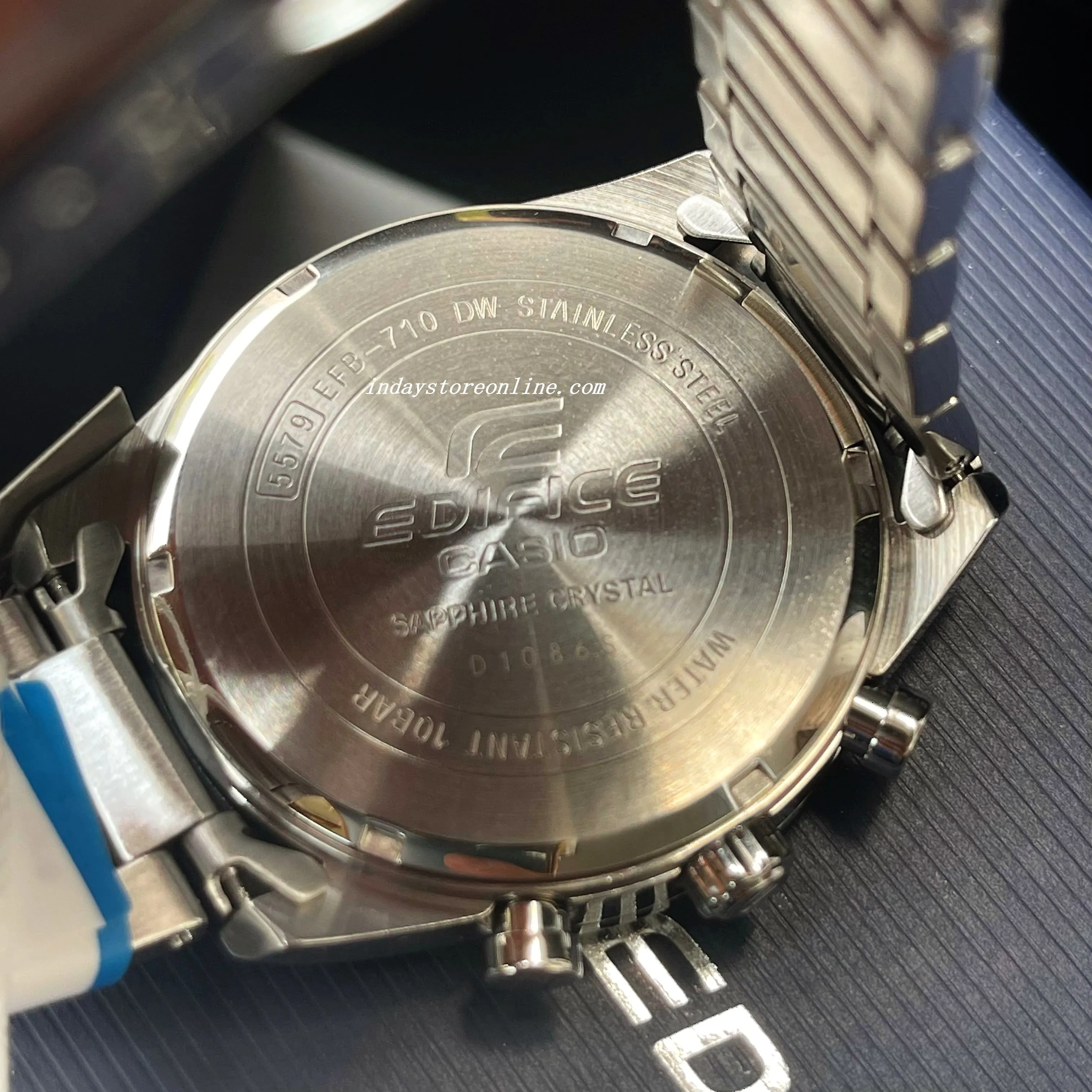 Casio Edifice Men's Watch EFB-710D-2A Standard Chronograph Stainless Steel Band Sapphire Crystal