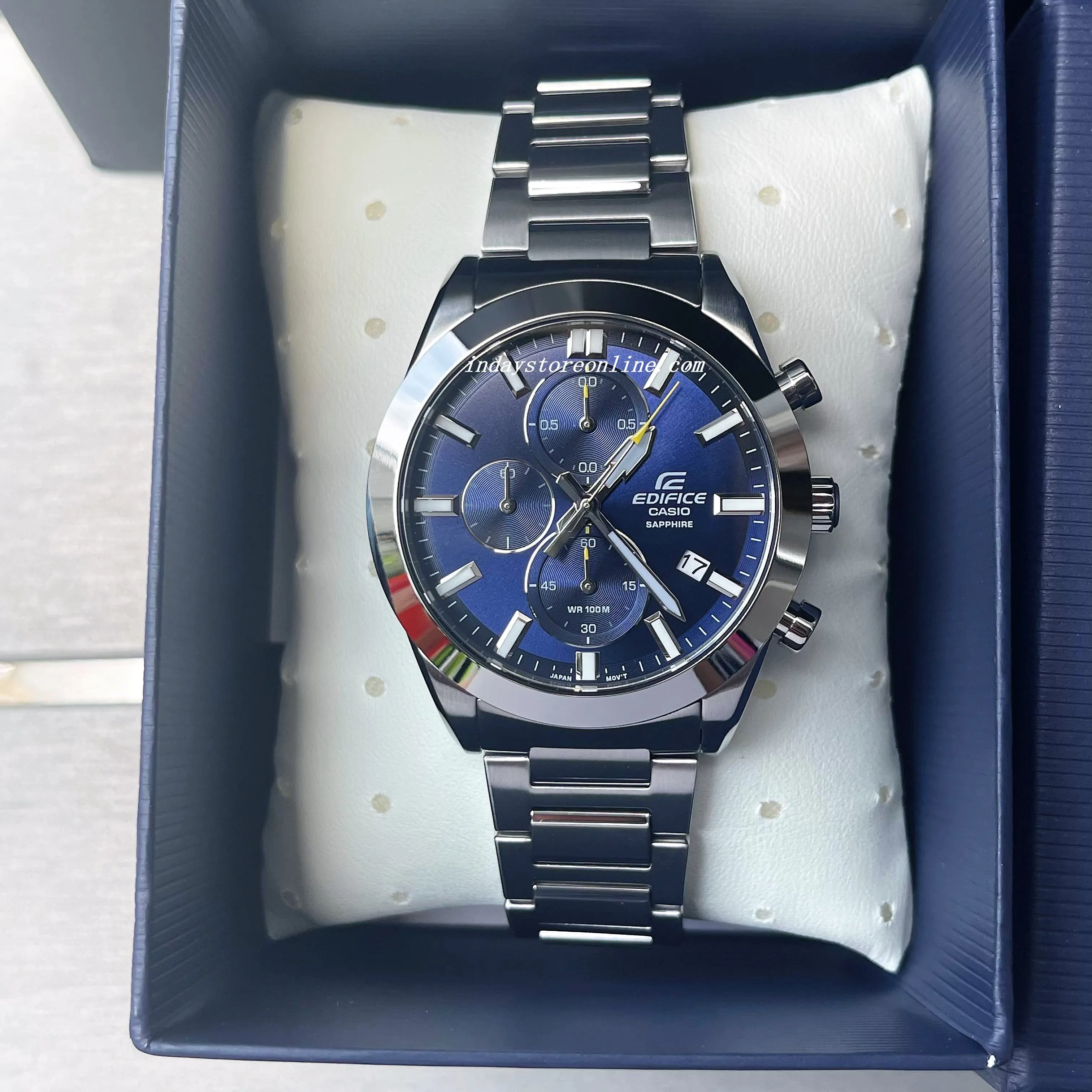 Casio Edifice Men's Watch EFB-710D-2A Standard Chronograph Stainless Steel Band Sapphire Crystal