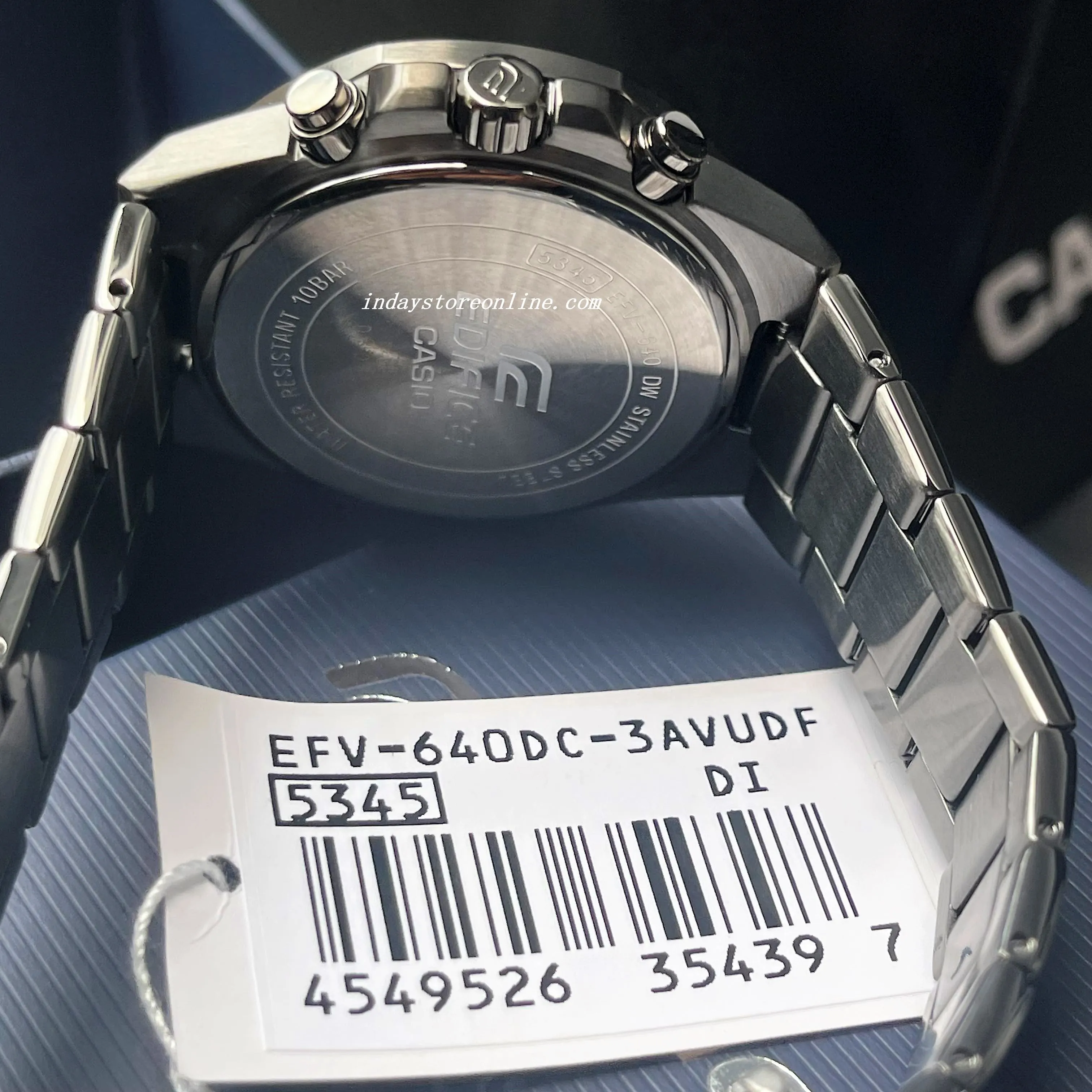 Casio Edifice  Men's Watch EFV-640DC-3A Standard Chronograph Stainless Steel Band Mineral Glass