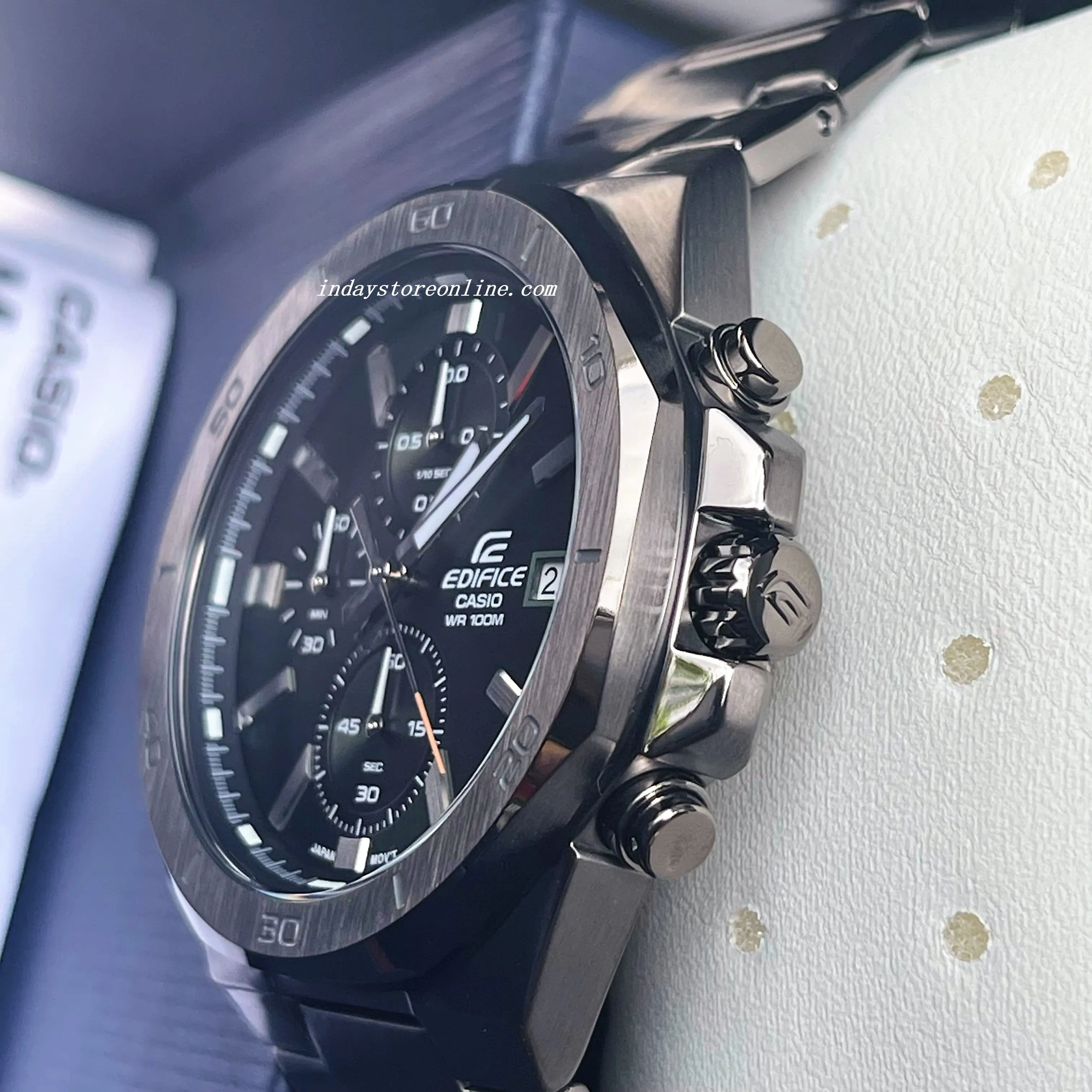 Casio Edifice  Men's Watch EFV-640DC-3A Standard Chronograph Stainless Steel Band Mineral Glass