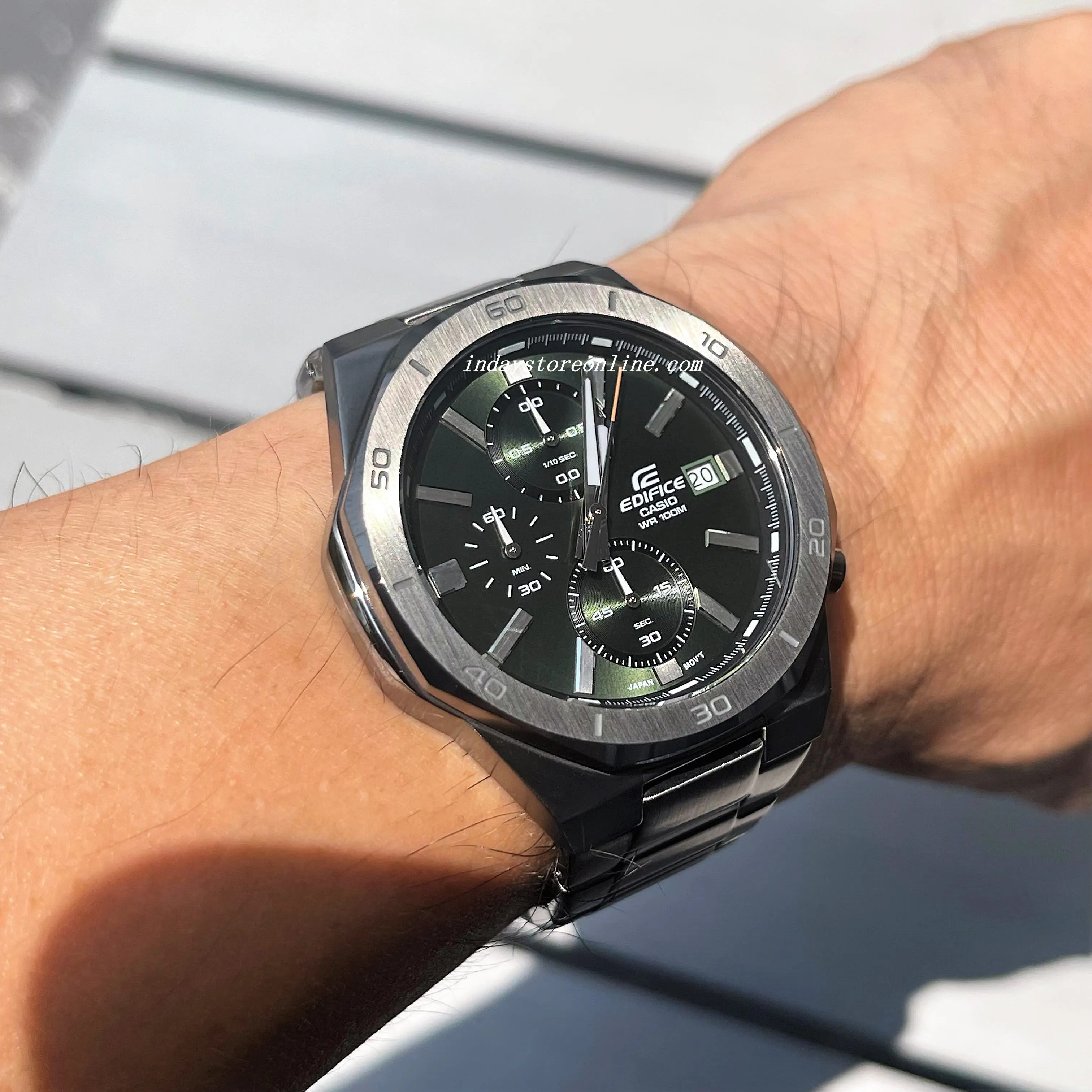Casio Edifice  Men's Watch EFV-640DC-3A Standard Chronograph Stainless Steel Band Mineral Glass