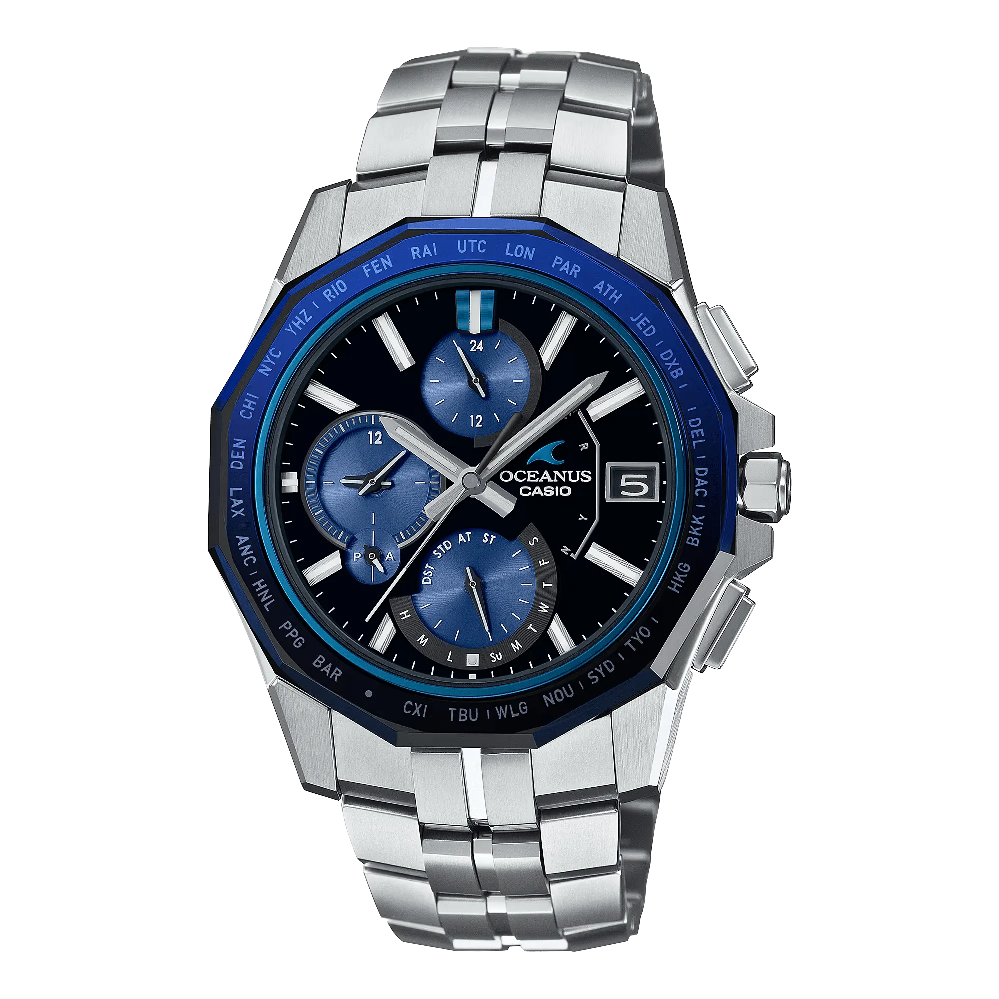 Casio Oceanus Manta Black-Blue 42.5mm Titanium Men's Watch OCWS6000-1A