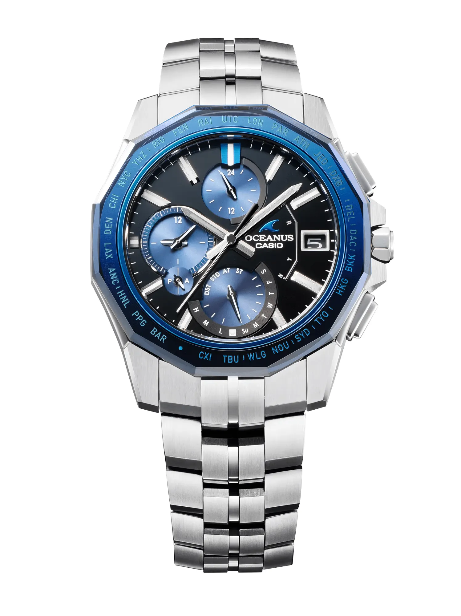 Casio Oceanus Manta Black-Blue 42.5mm Titanium Men's Watch OCWS6000-1A