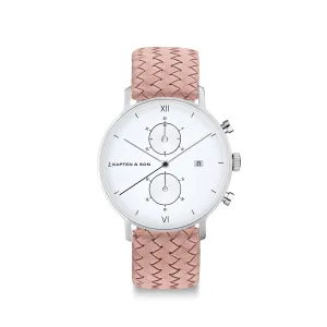 Chrono Small Silver Rose Woven Leather