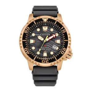Citizen Promaster Dive Mens Eco Drive Rose Tone Rubber Strap Watch