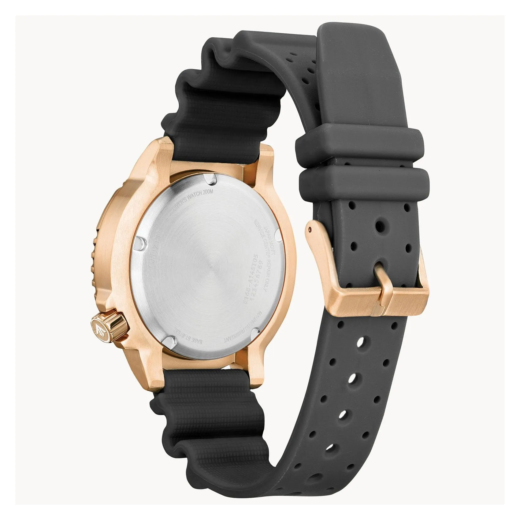 Citizen Promaster Dive Mens Eco Drive Rose Tone Rubber Strap Watch