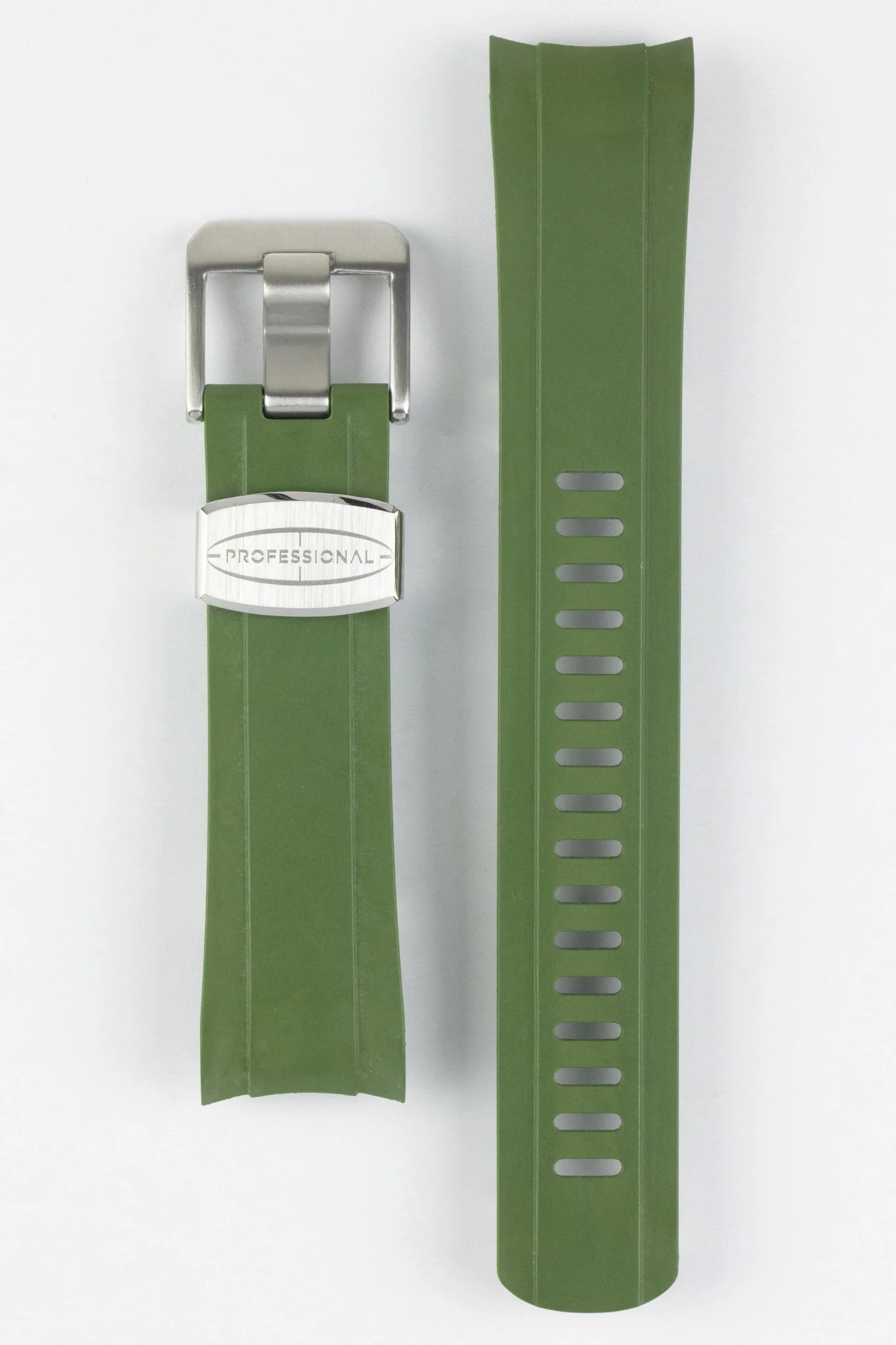 CRAFTER BLUE CB10 Rubber Watch Strap for Seiko 5 Sports Series – GREEN with Rubber & Steel Keepers