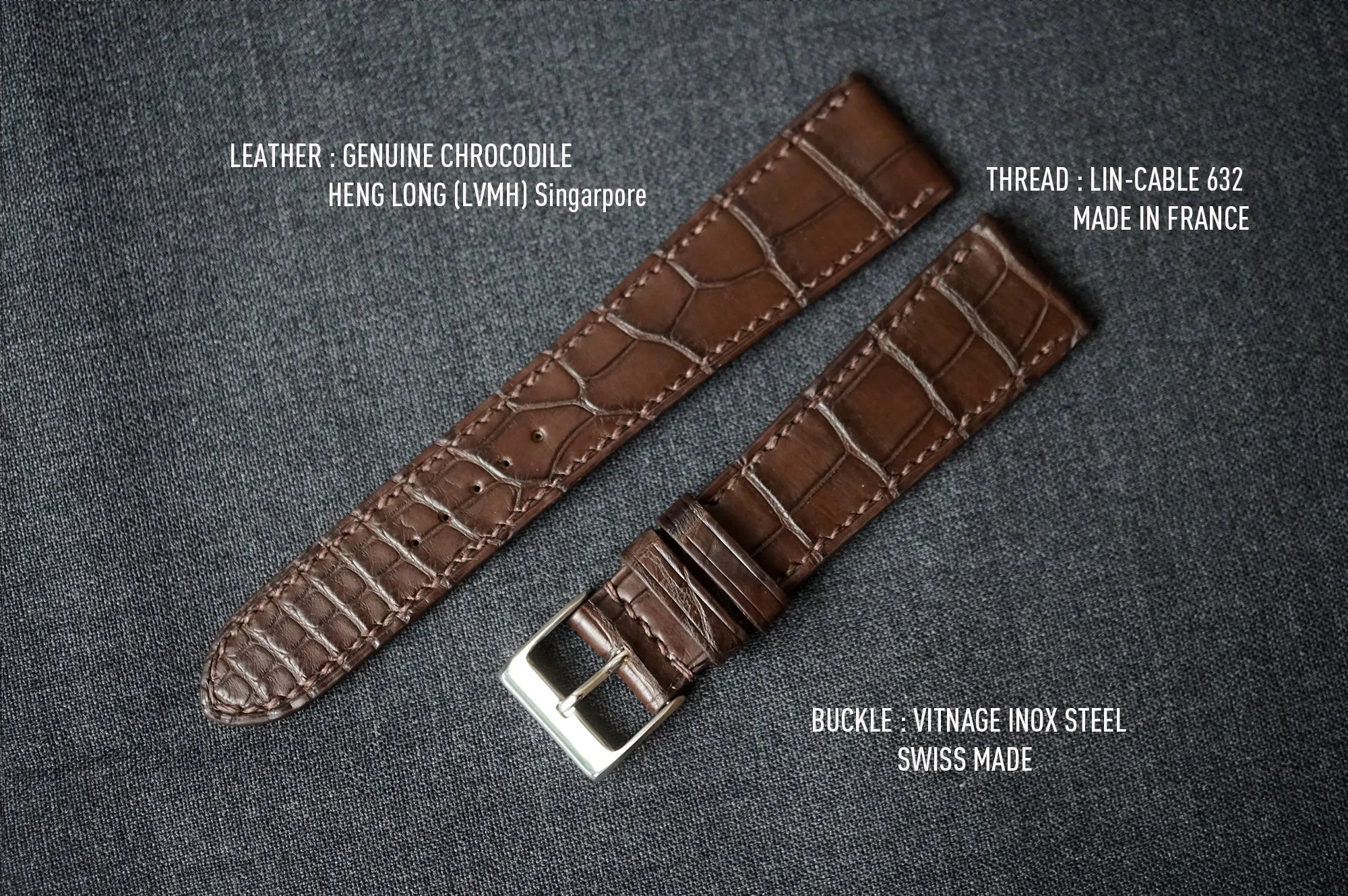 DARK BROWN CUSTOM MADE CROCODILE STRAP