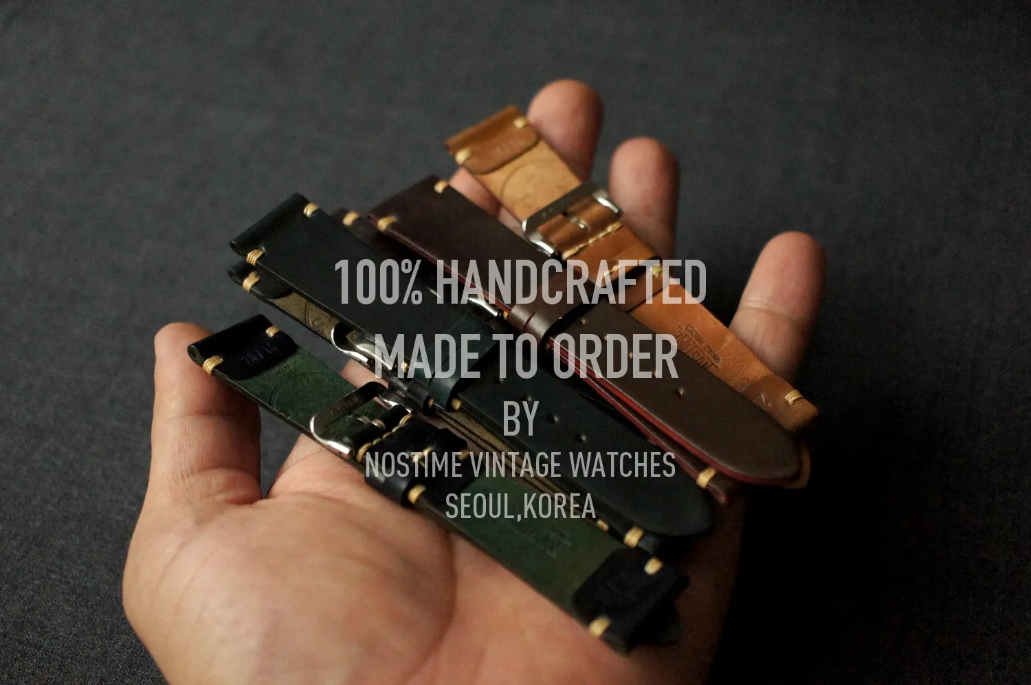 DARK GREEN HORWEEN SHELL CORDOVAN CUSTOM MADE STRAP