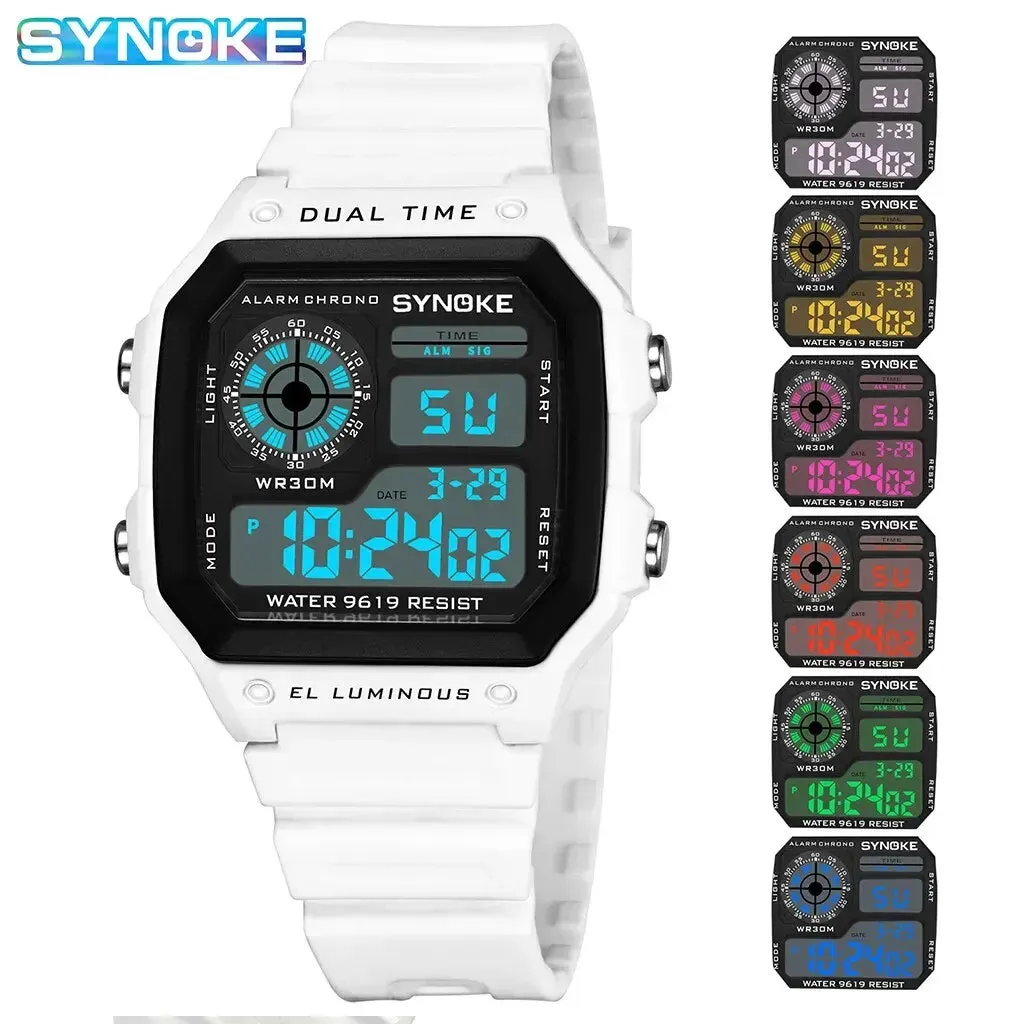 Digital Sports Watch – Waterproof Multifunction Luminous Wristwatch - 7-Color Lights
