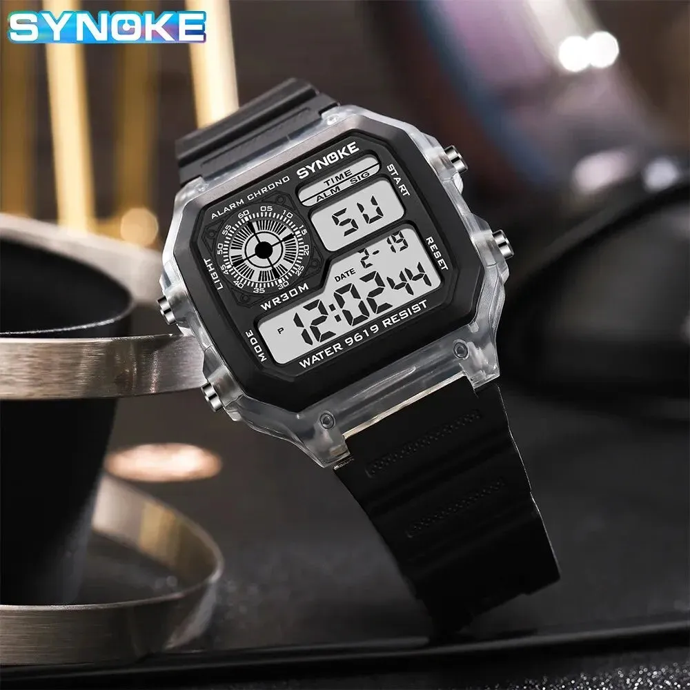 Digital Sports Watch – Waterproof Multifunction Luminous Wristwatch - 7-Color Lights