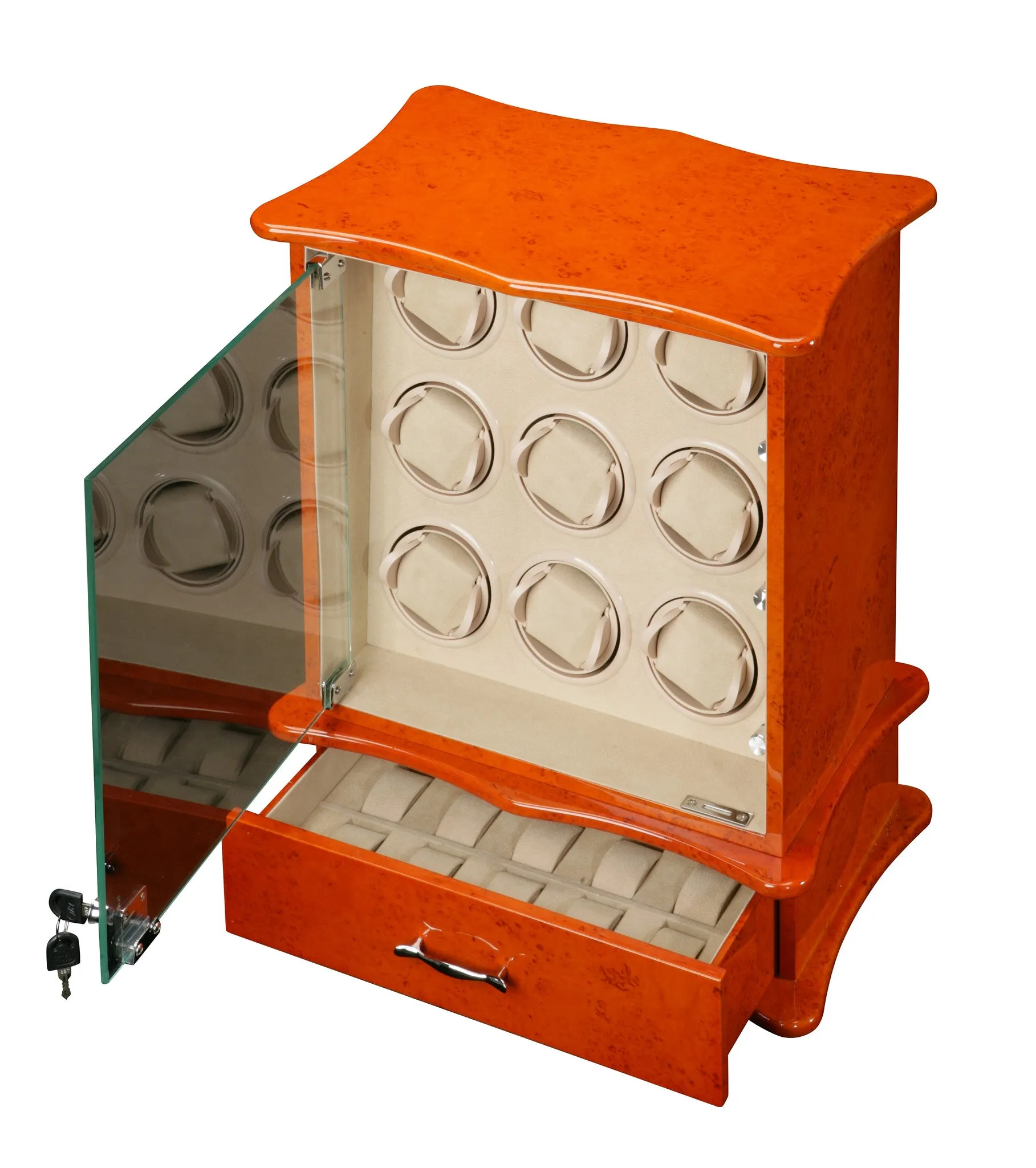 Diplomat Estate Collection Burl Wood Nine Watch Winder