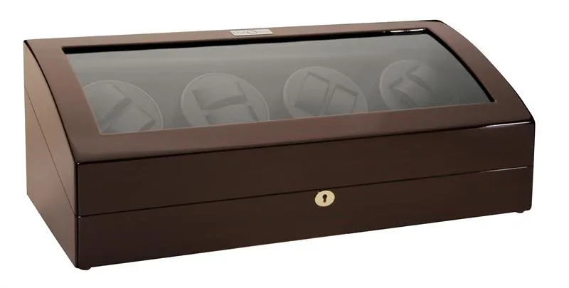 Diplomat Gothica Ebony Wood Eight Watch Winder with Black Leather Interior