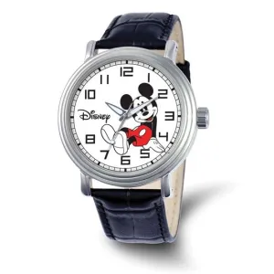 Disney Mickey Mouse Black Leather Strap Watch