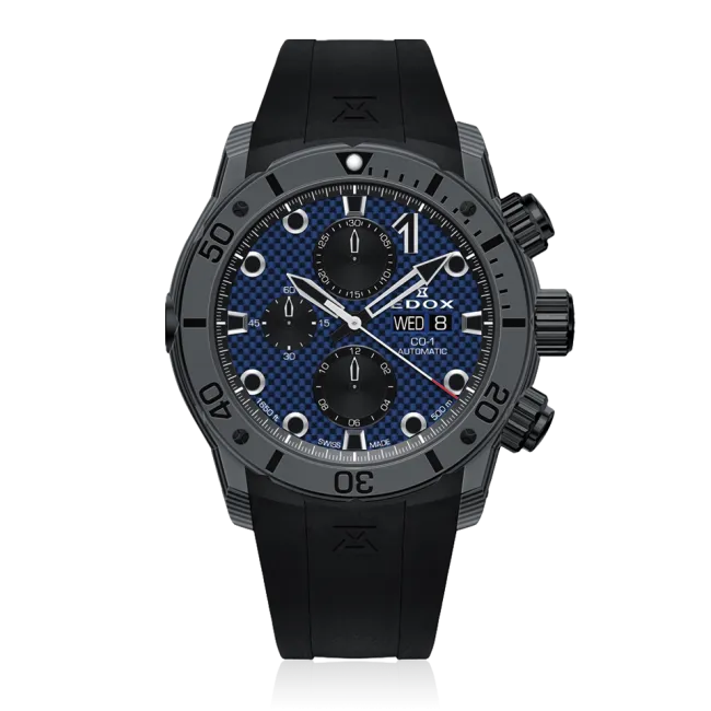 EDOX SWISS MADE 01125-CLNGN-BUNN CO-1 CARBON CHRONOGRAPH AUTOMATIC