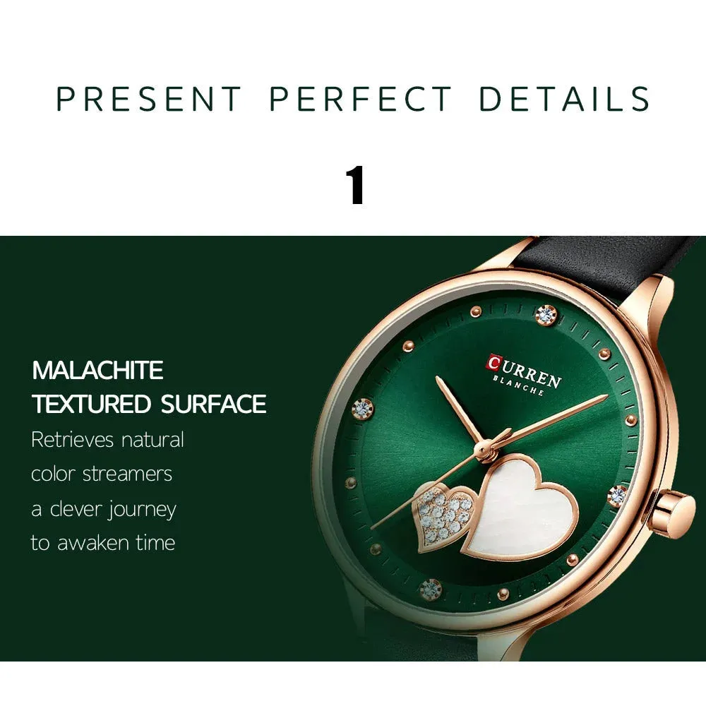 Elegant Leather Quartz Wristwatch with Rhinestone Watches for Female