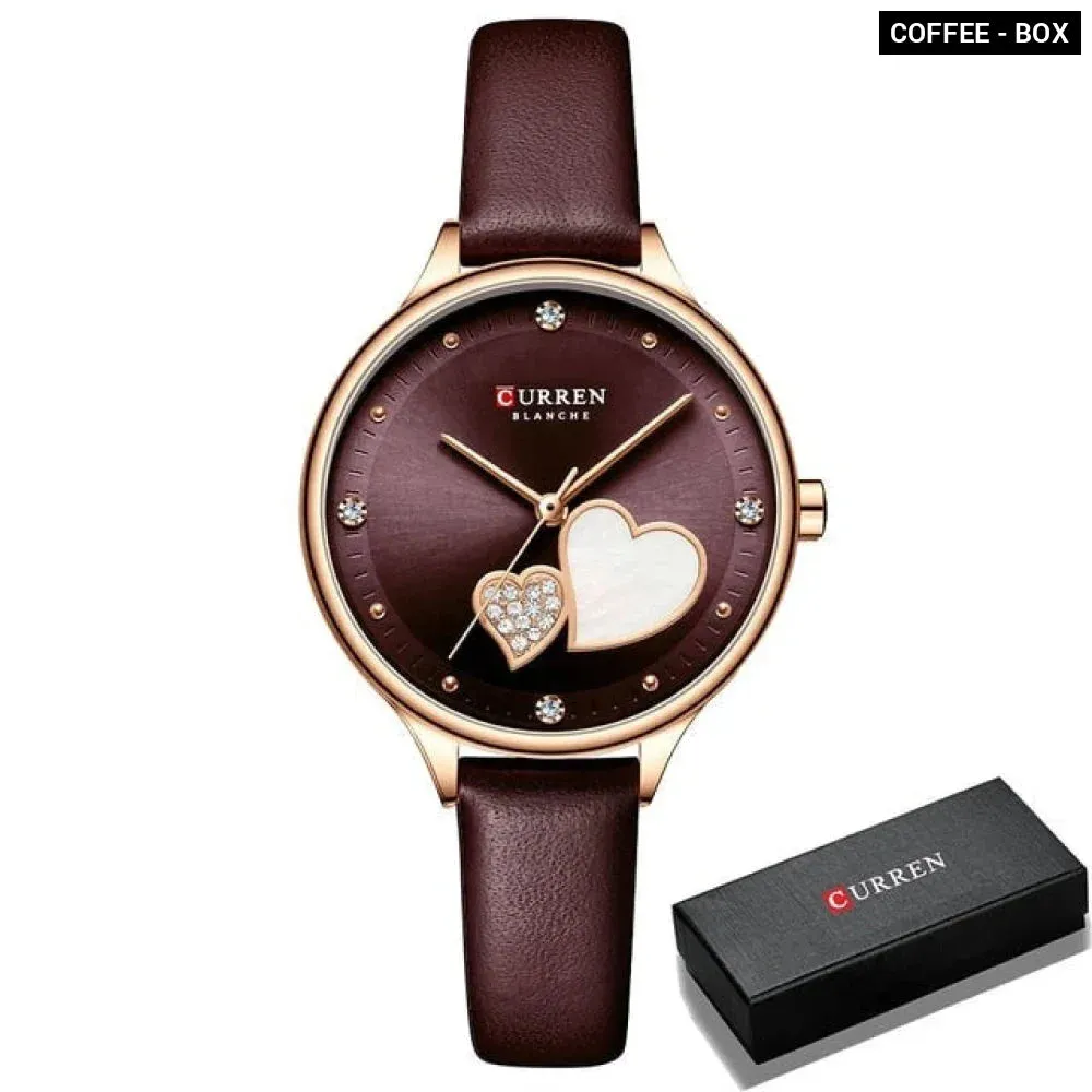 Elegant Leather Quartz Wristwatch with Rhinestone Watches for Female
