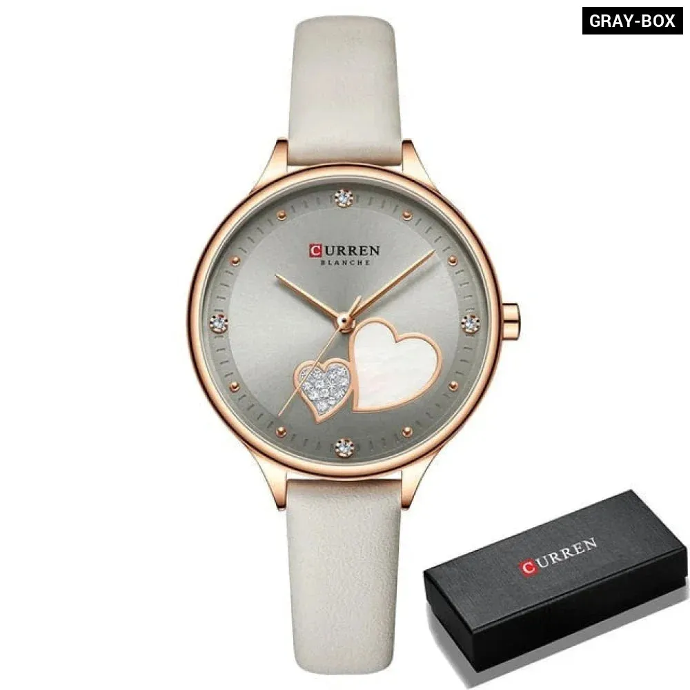 Elegant Leather Quartz Wristwatch with Rhinestone Watches for Female