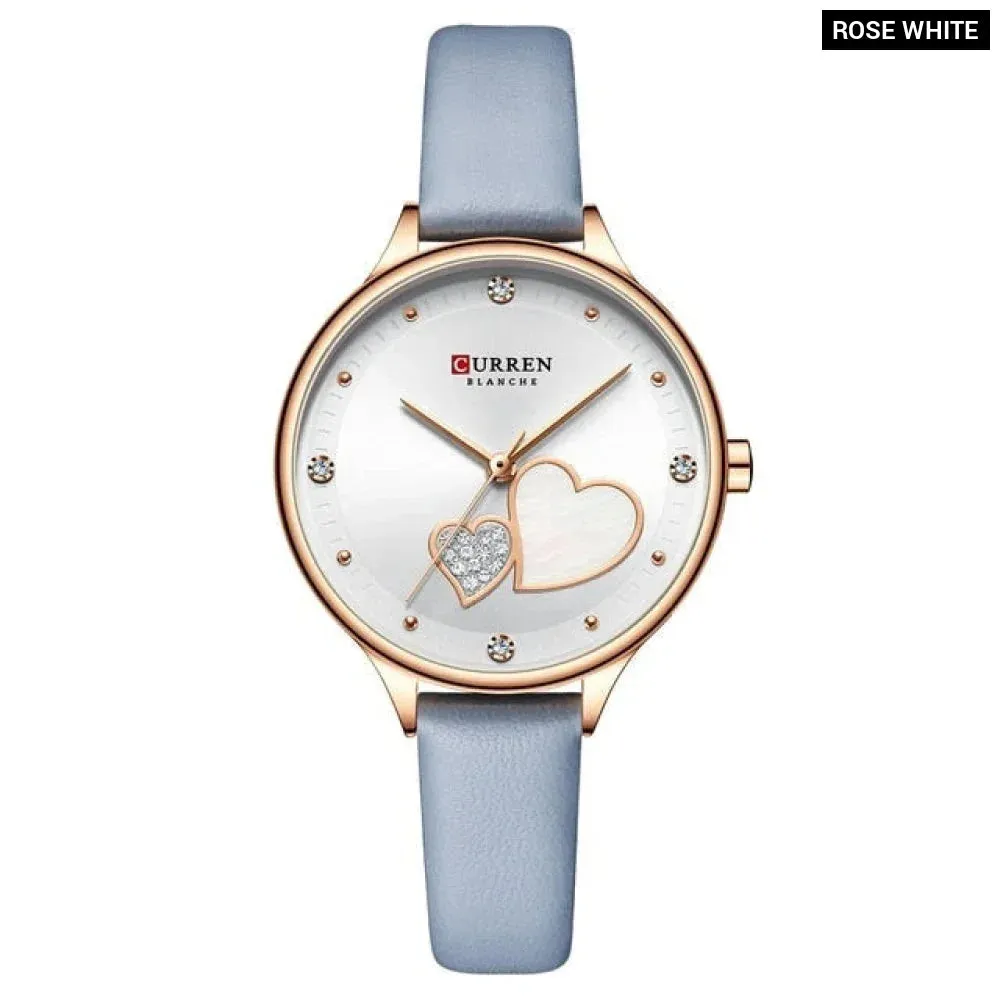 Elegant Leather Quartz Wristwatch with Rhinestone Watches for Female