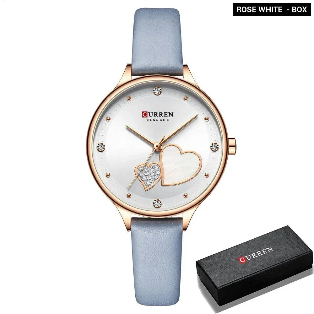 Elegant Leather Quartz Wristwatch with Rhinestone Watches for Female