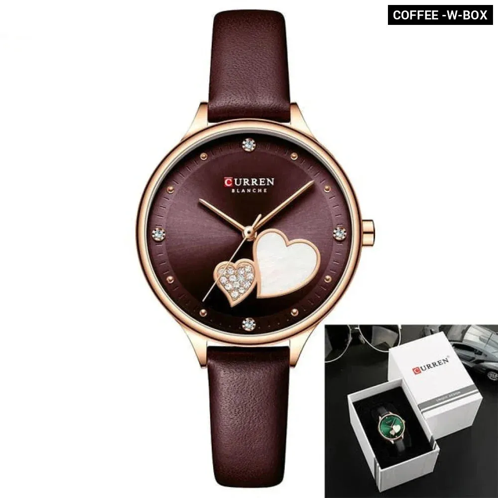 Elegant Leather Quartz Wristwatch with Rhinestone Watches for Female