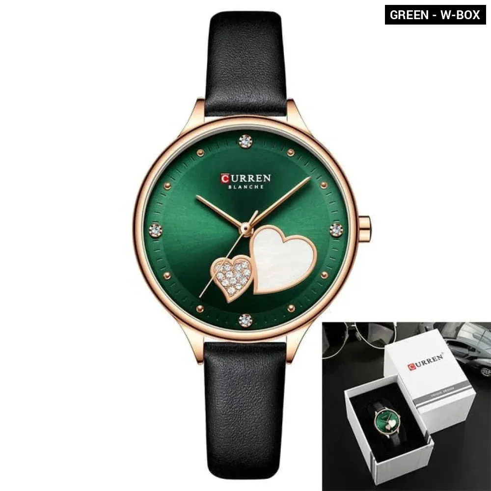 Elegant Leather Quartz Wristwatch with Rhinestone Watches for Female