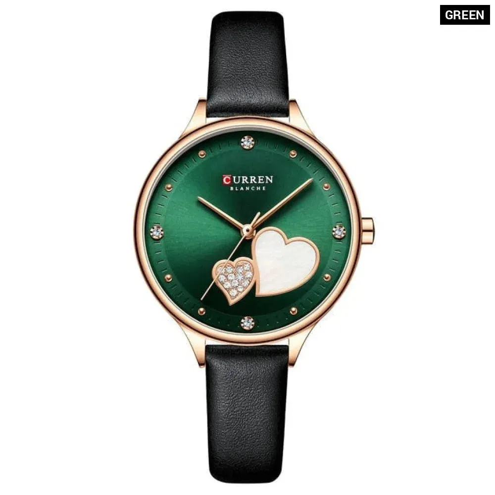 Elegant Leather Quartz Wristwatch with Rhinestone Watches for Female