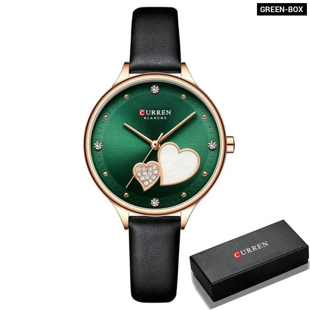 Elegant Leather Quartz Wristwatch with Rhinestone Watches for Female