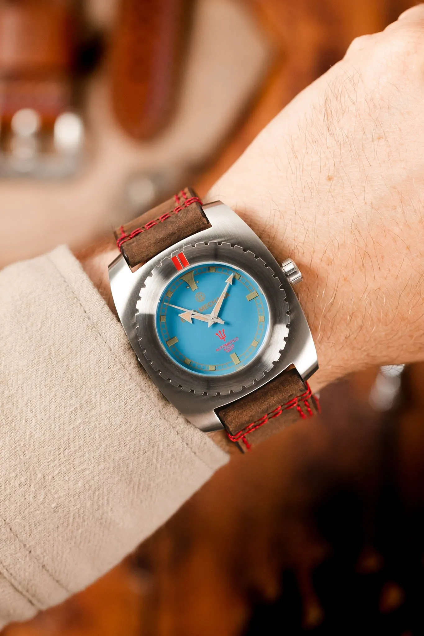Enzo Mechana ACQUA 500m Peace Collection Automatic Watch - BLUE Dial (Lumed)