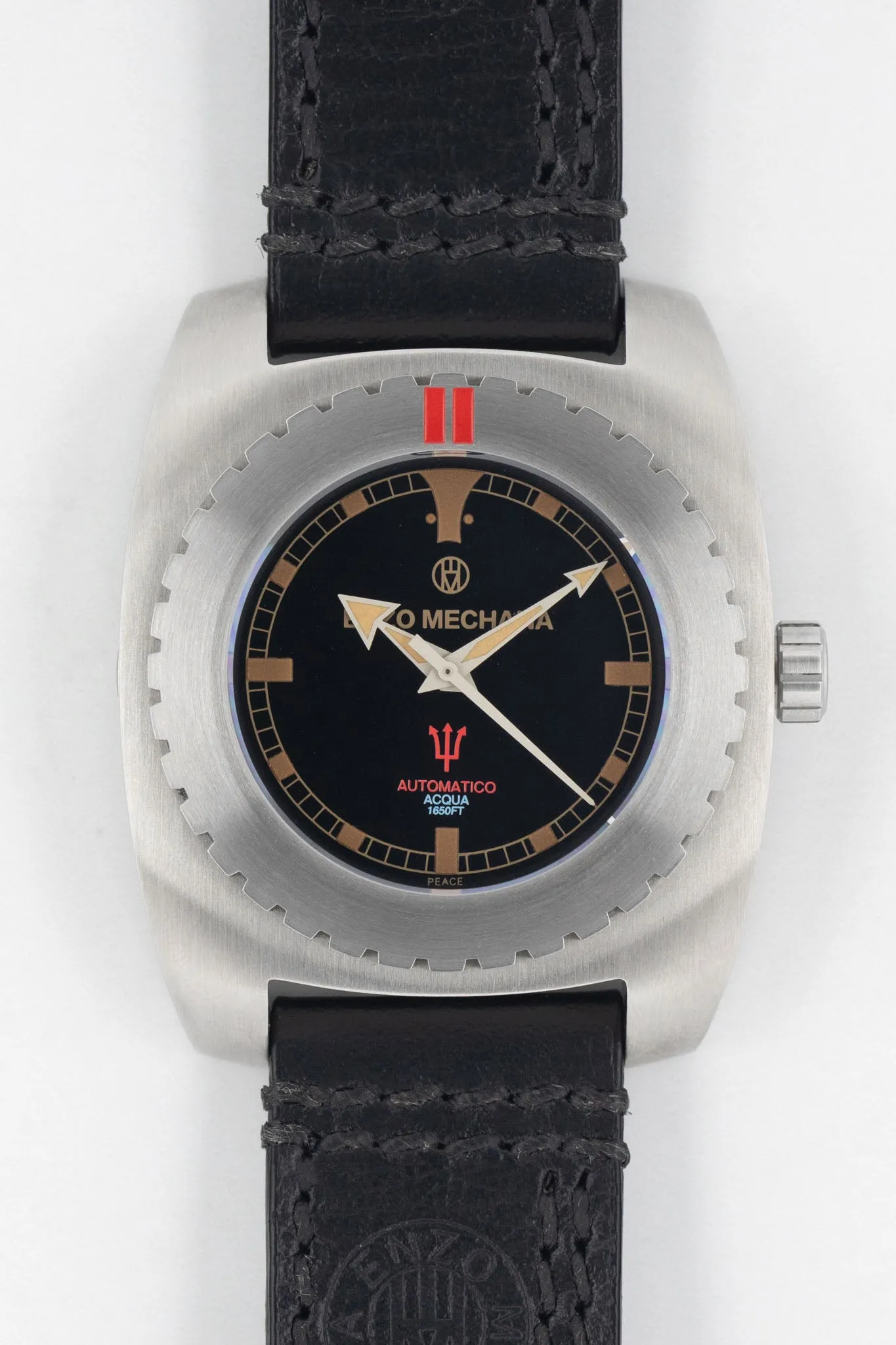 Enzo Mechana ACQUA 500m Peace Collection Automatic Watch - Gloss BLACK Dial (Non-Lumed)