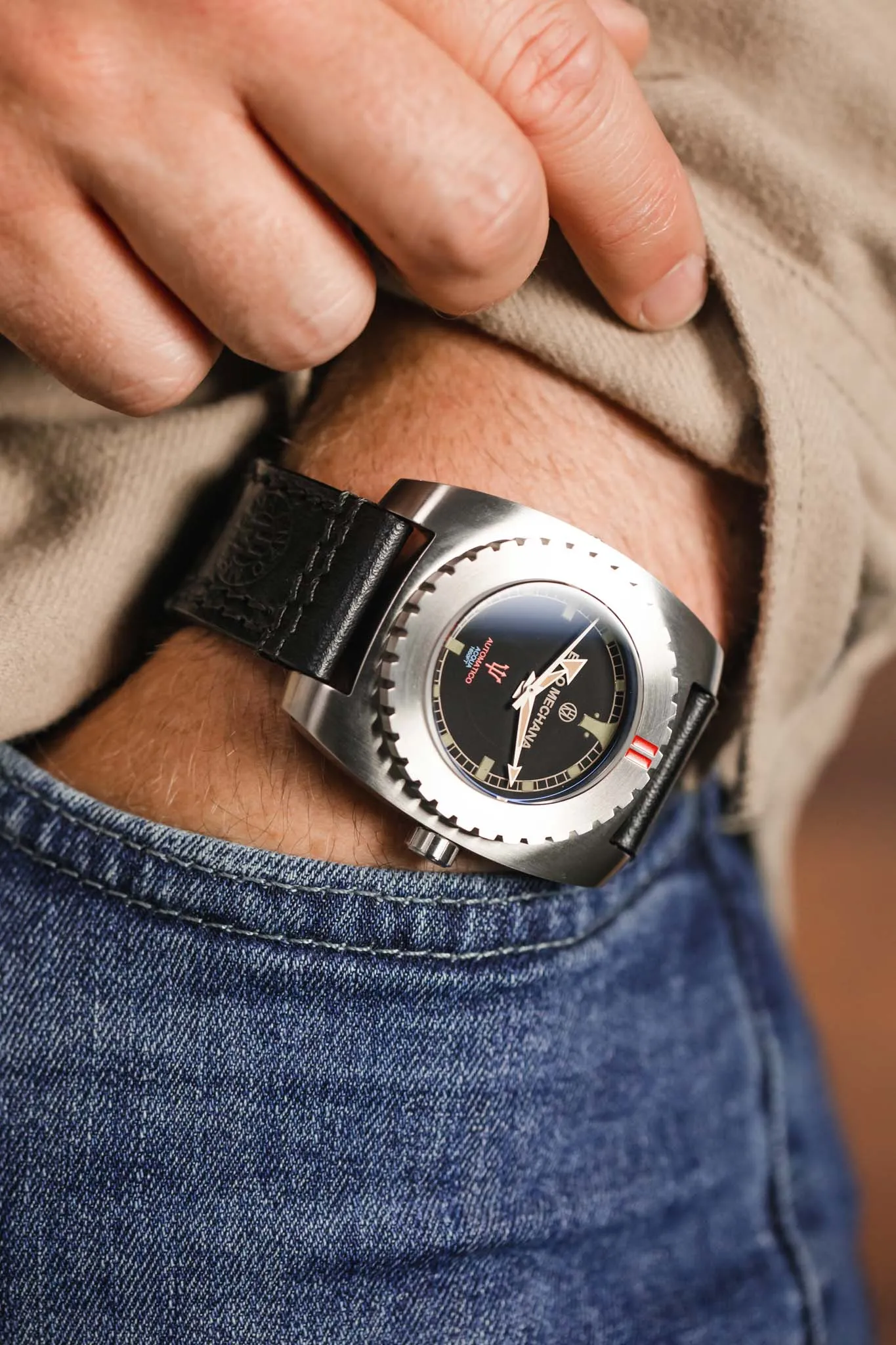 Enzo Mechana ACQUA 500m Peace Collection Automatic Watch - Matt BLACK Dial (Lumed)