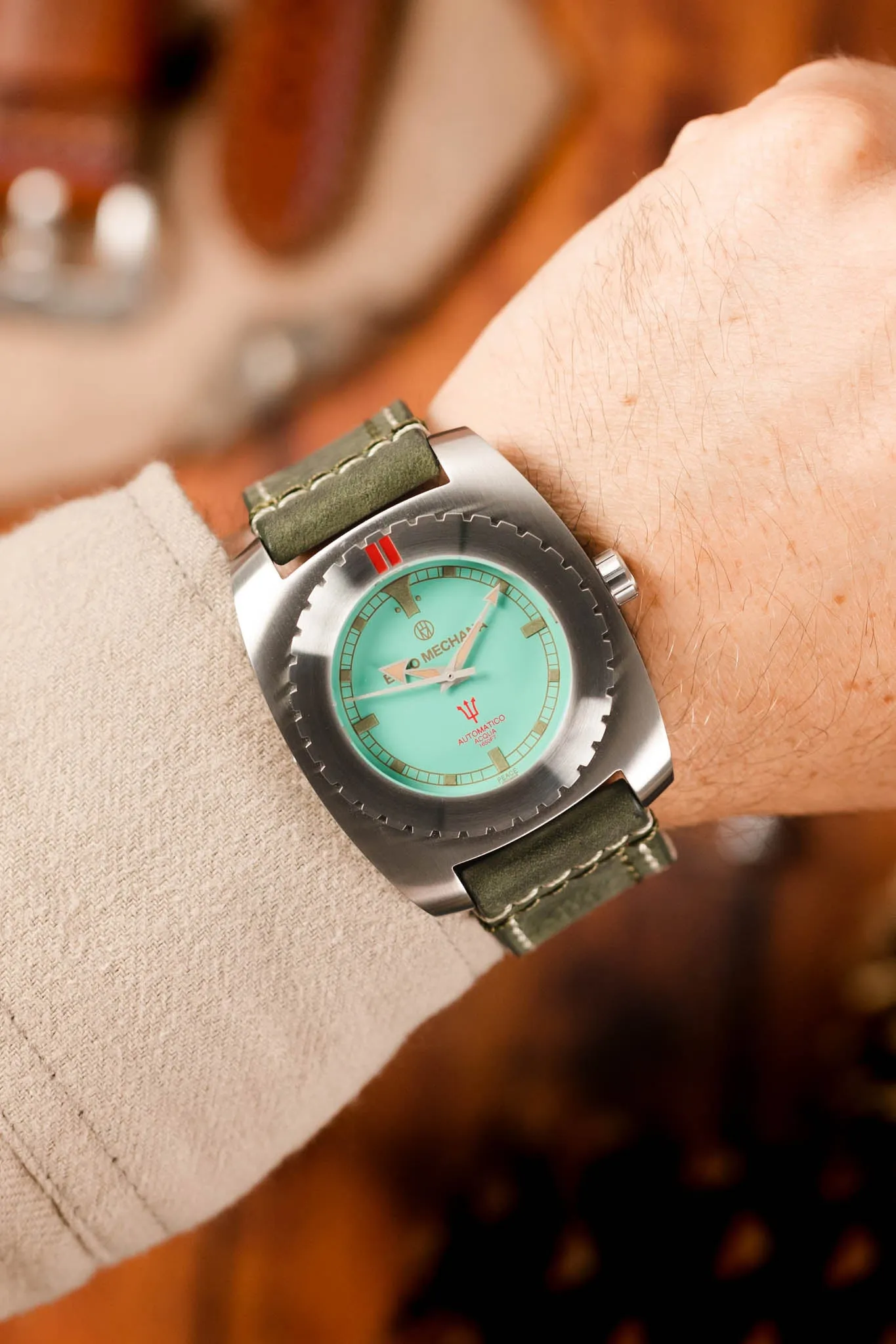 Enzo Mechana ACQUA 500m Peace Collection Automatic Watch - TURQUOISE Dial (Lumed)
