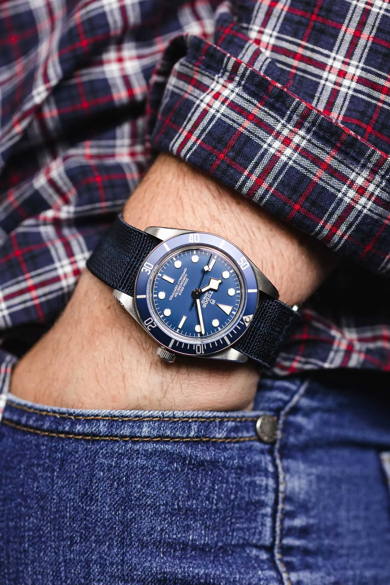 Erika's Originals TRIDENT MN™ Strap in TWO-TONE BLUE - BRUSHED Hardware