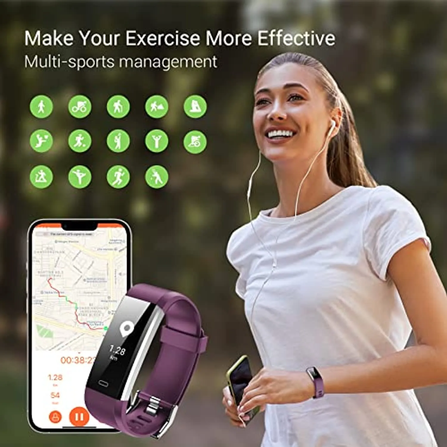 Eurans Fitness Tracker with Heart Rate, Sleep Monitor for Men and Women, Activity Tracker with Message Reminder, Step Calorie Counter Pedometer Watch