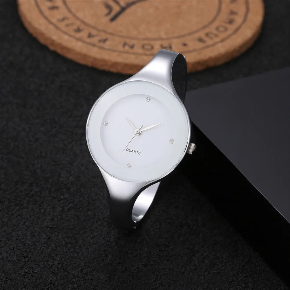 Fashion Women Watch 5 Colors Brand Clock Stainless Steel Bangle Watch Quartz Simple Casual Relojes Female Rhinestone WristWatch