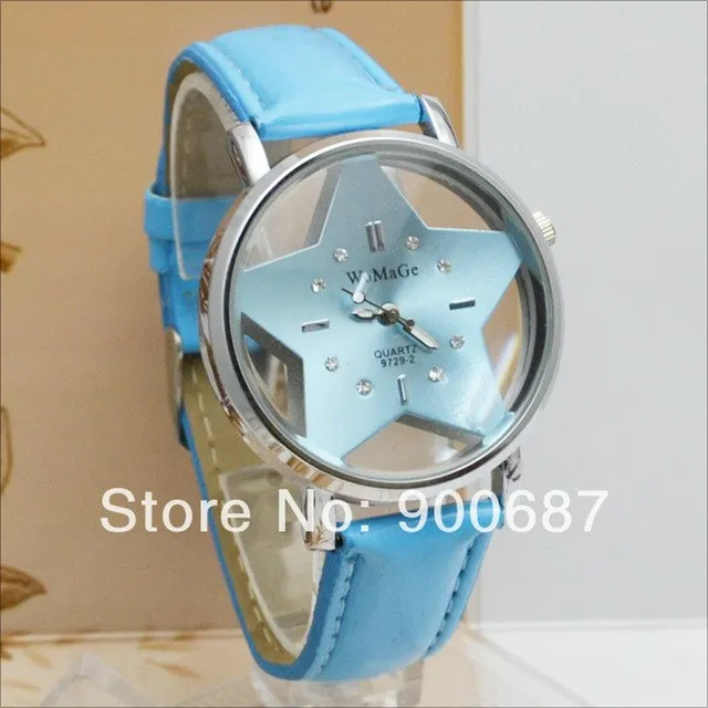 Fashion Women Watches Transparent Hollow Dial Star Watches Women's Quartz Watches Leather Band Womens Watches relogio feminino