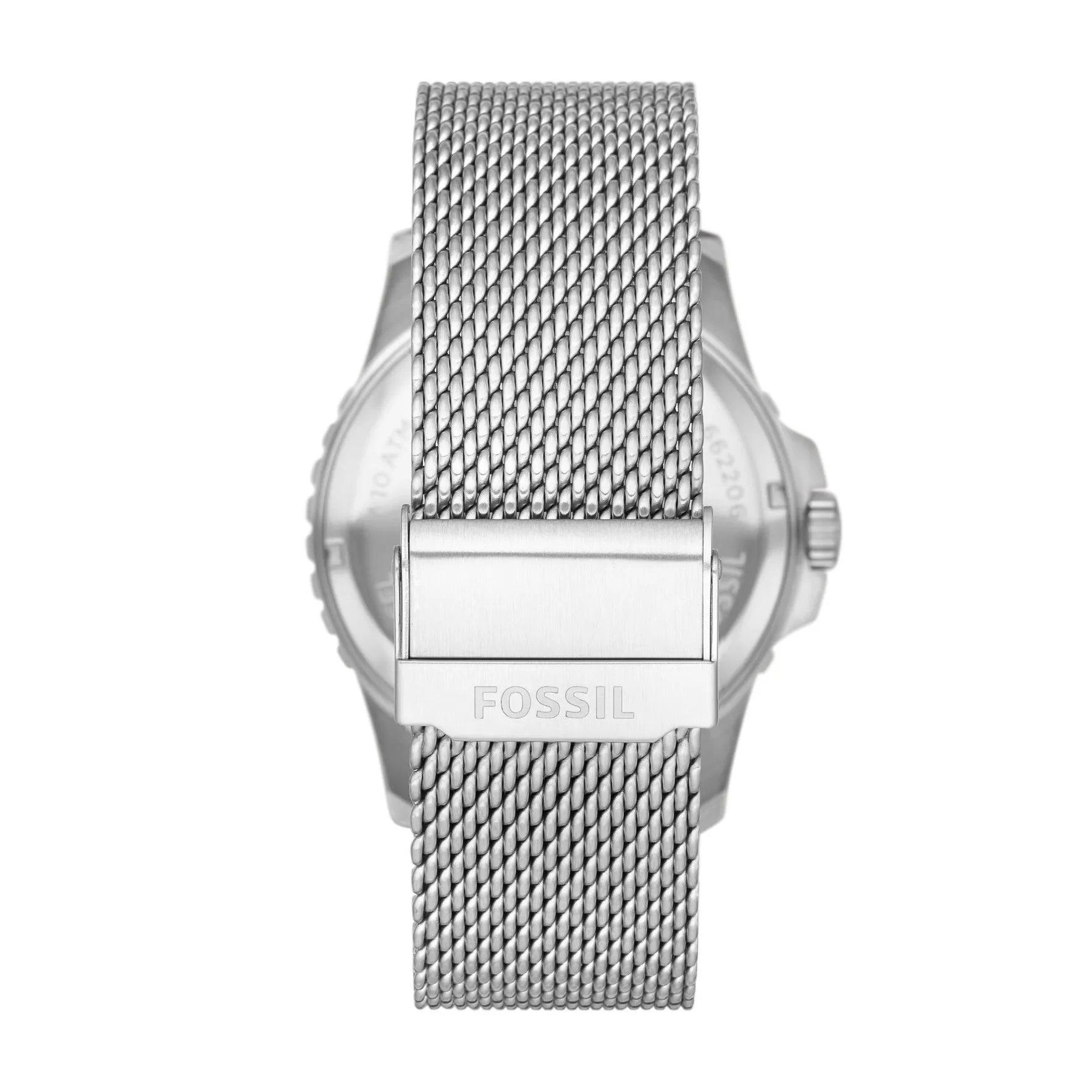 Fossil Blue Three-Hand Date Stainless Steel Mesh Watch